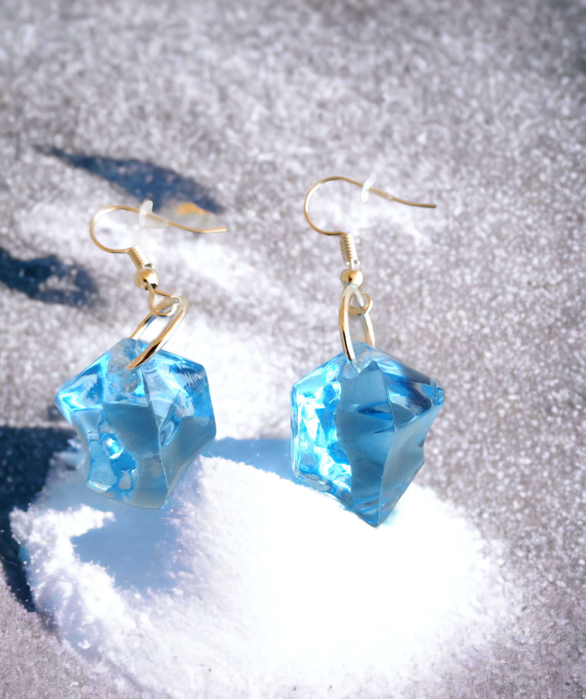 Pendientes Irregulares Resina Epoxi Azul Celeste - 2