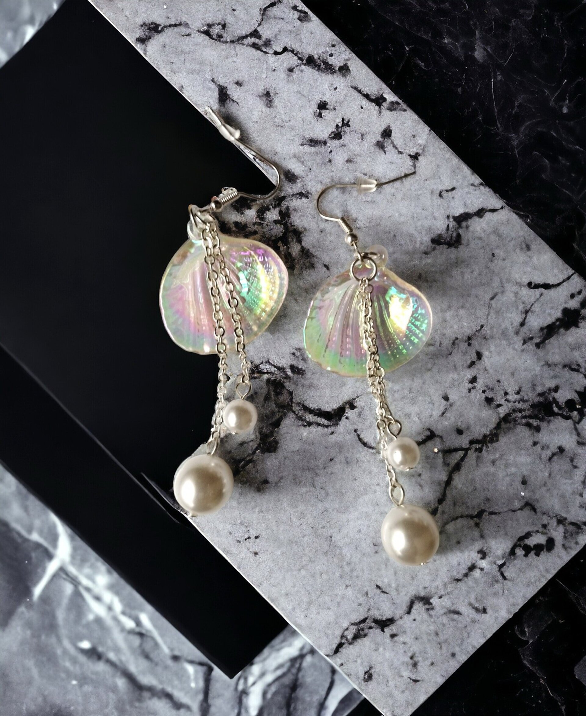 Pendientes Colgantes con Perlas de Imitación y Acrílico (VENDIDO) - 3