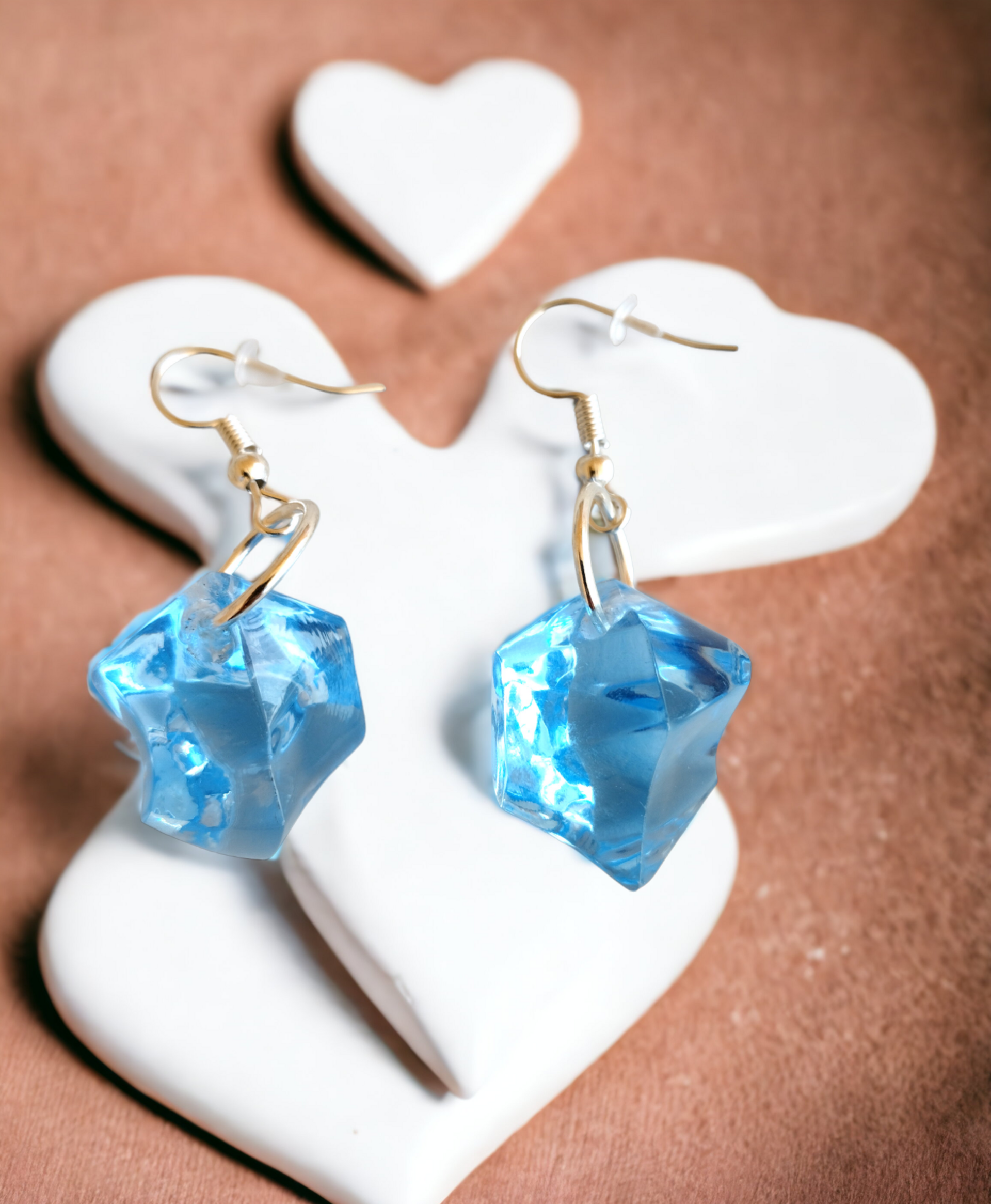Pendientes Irregulares Resina Epoxi Azul Celeste - 3