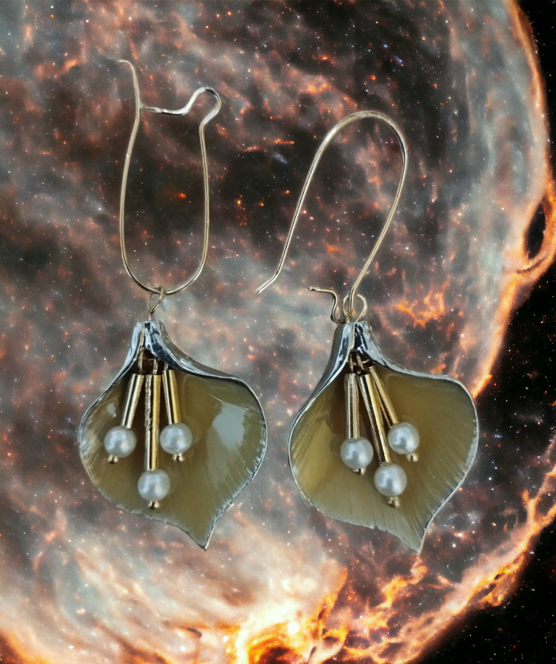 Pendientes con Forma de Hoja y Pétalos de Perla Irregular: Naturaleza Elegante - 6
