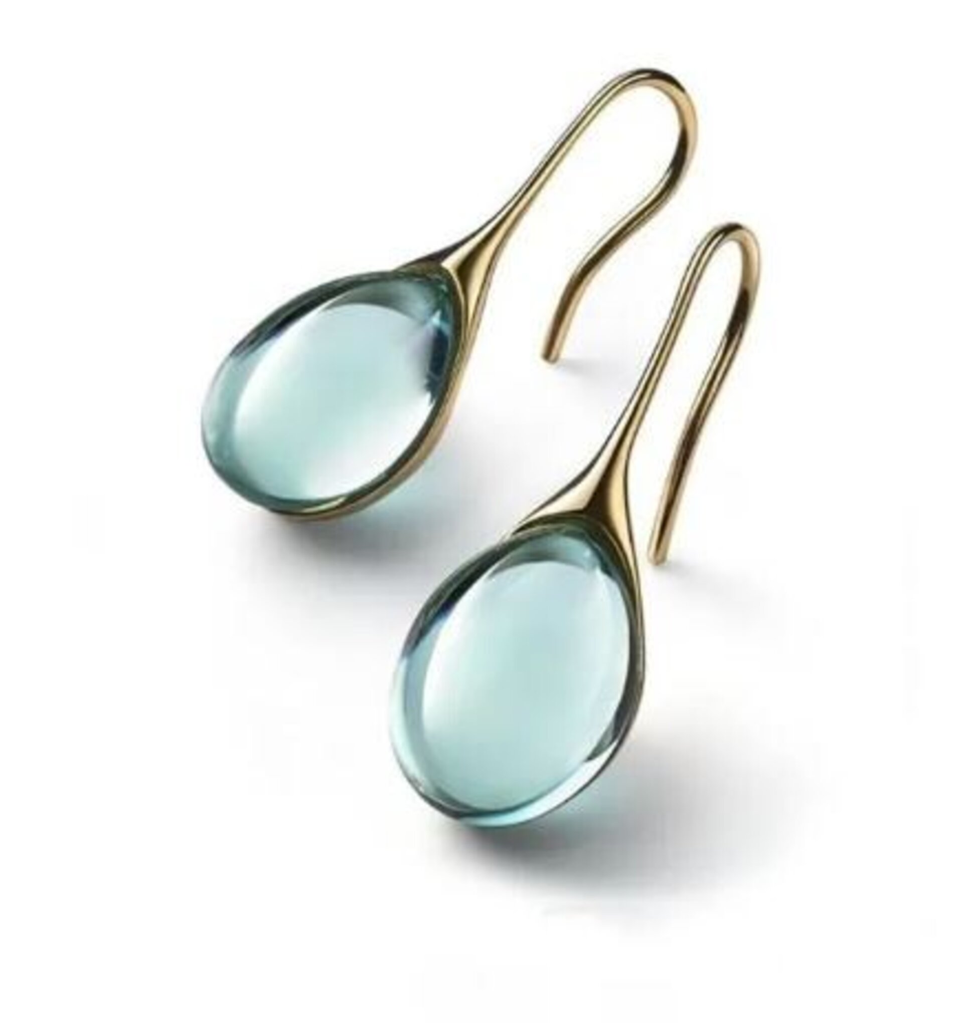 Pendientes dorados con piedras de ojo de gato de Imitación - 2