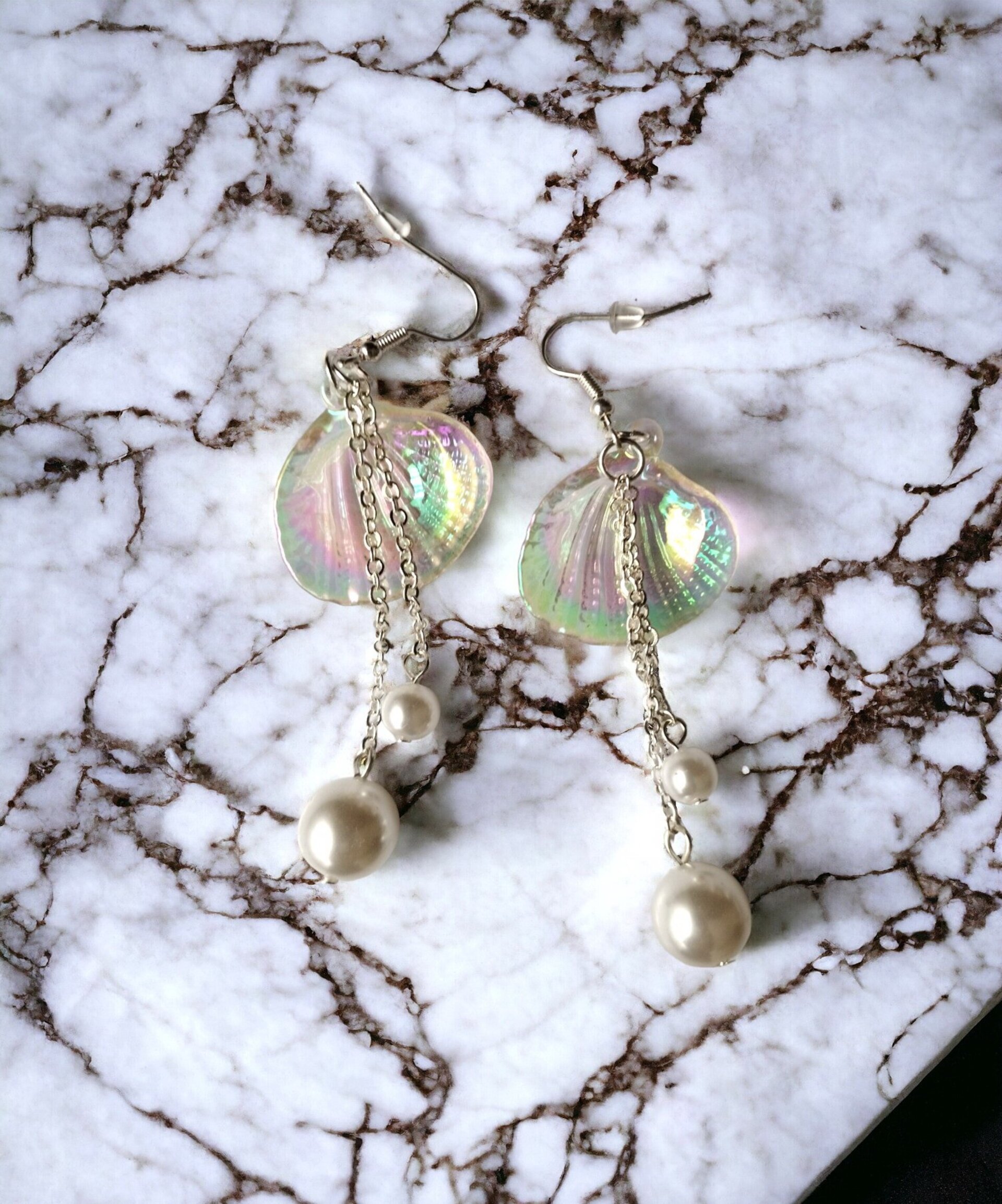 Pendientes Colgantes con Perlas de Imitación y Acrílico (VENDIDO) - 5