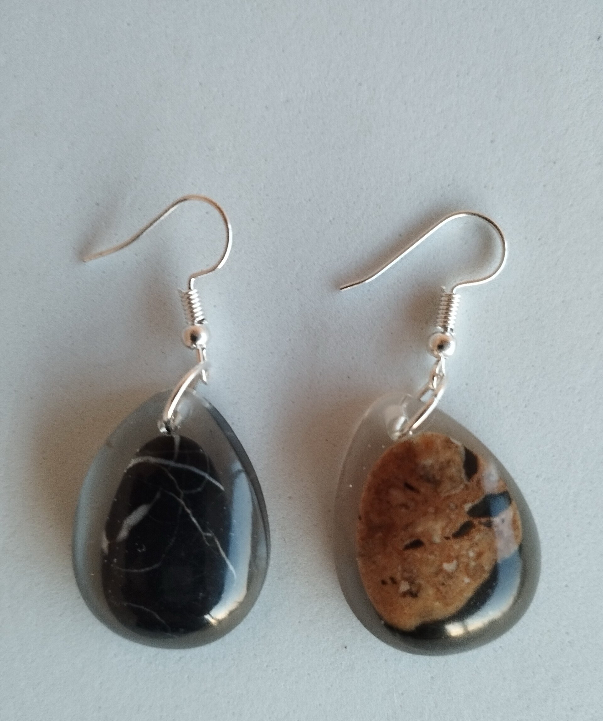 Pendientes en Forma de Gota con Piedrecitas de Almería - Encapsuladas en Resina - 4