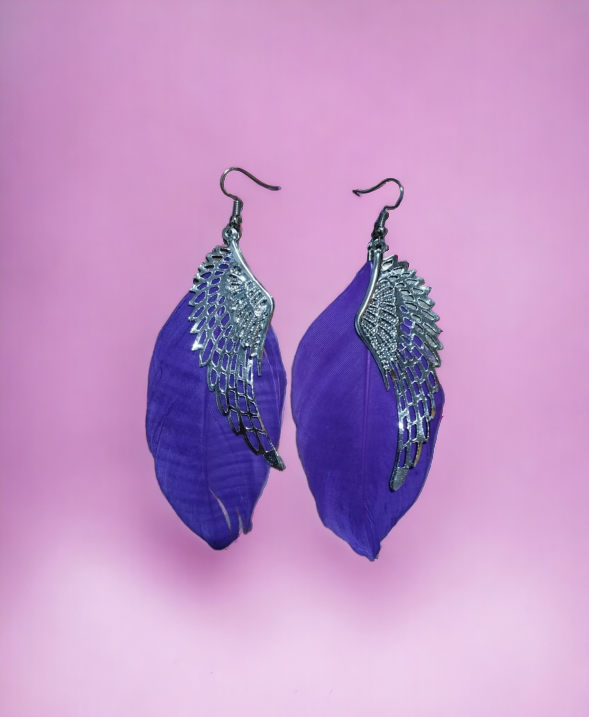 Pendientes Alas de Ángel con Plumaje Azul Marino: Elegancia Celestial - 8