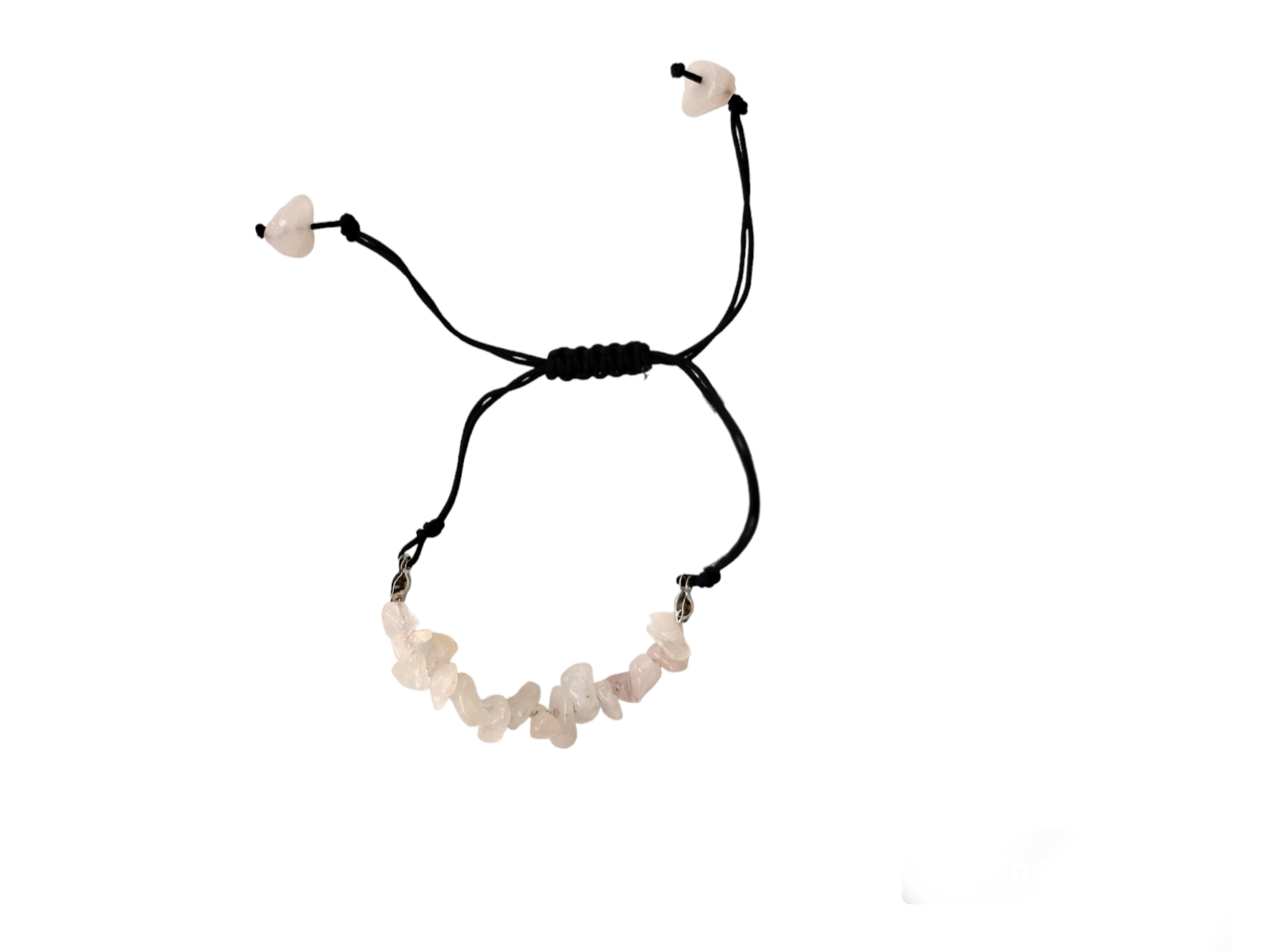 Pulsera tejida de piedrecitas de cuarzo rosa - 2
