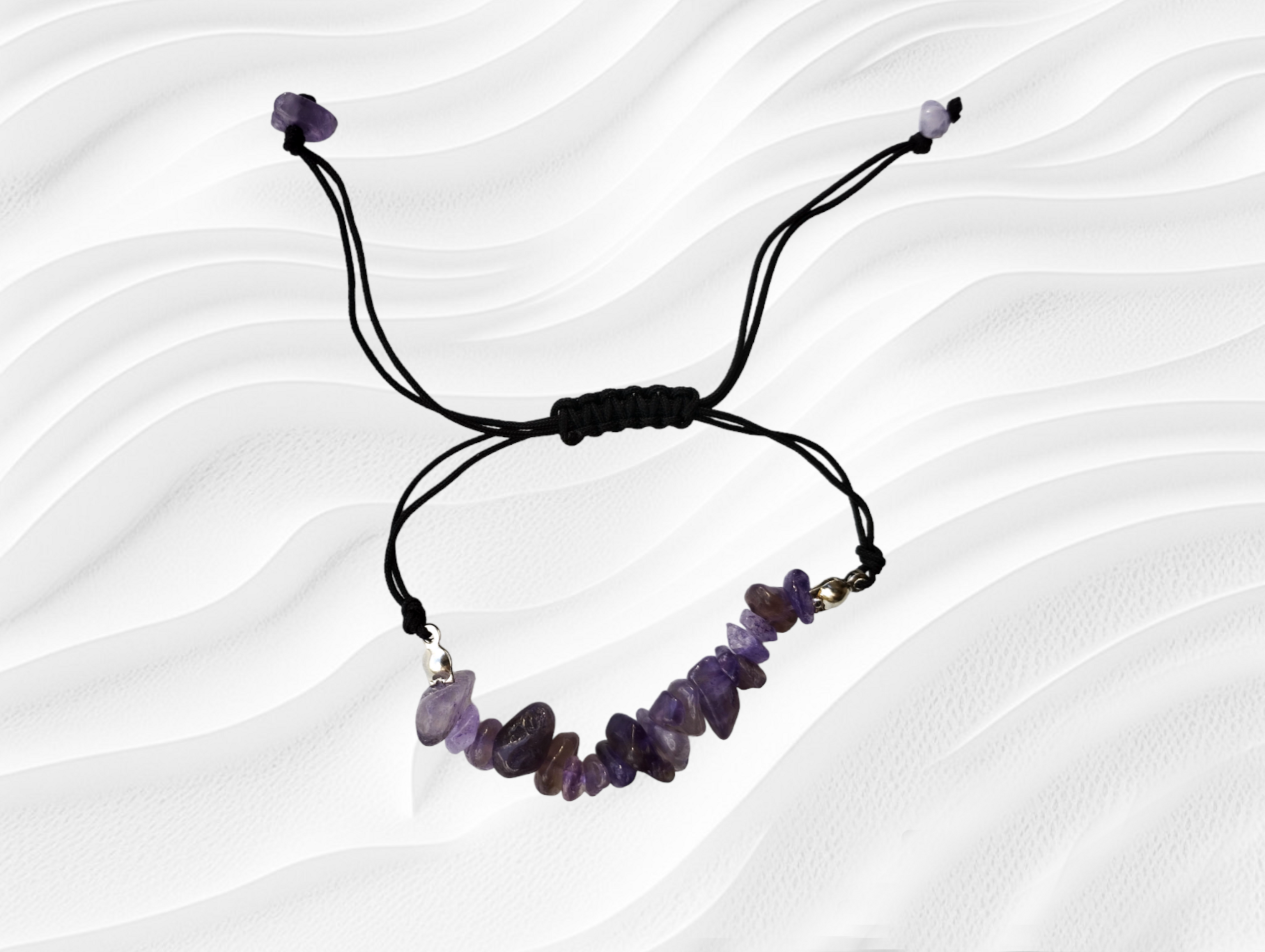 Pulsera tejida de piedrecitas de amatista - 2