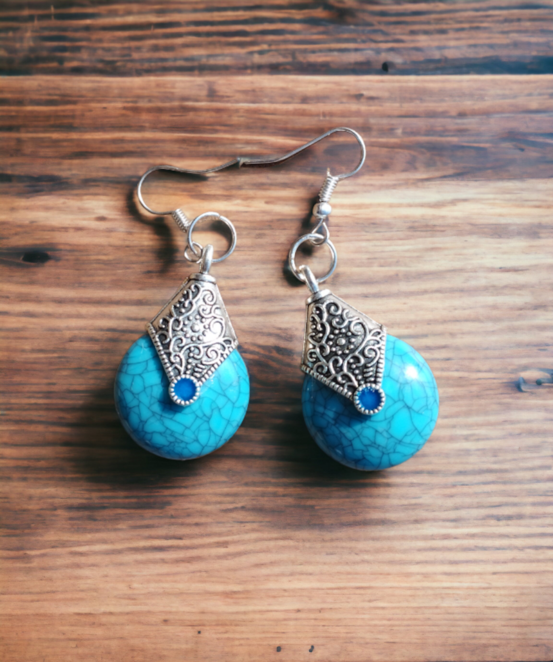 Pendientes de Turquesa de Imitación Vintage en Forma de Gota - 4