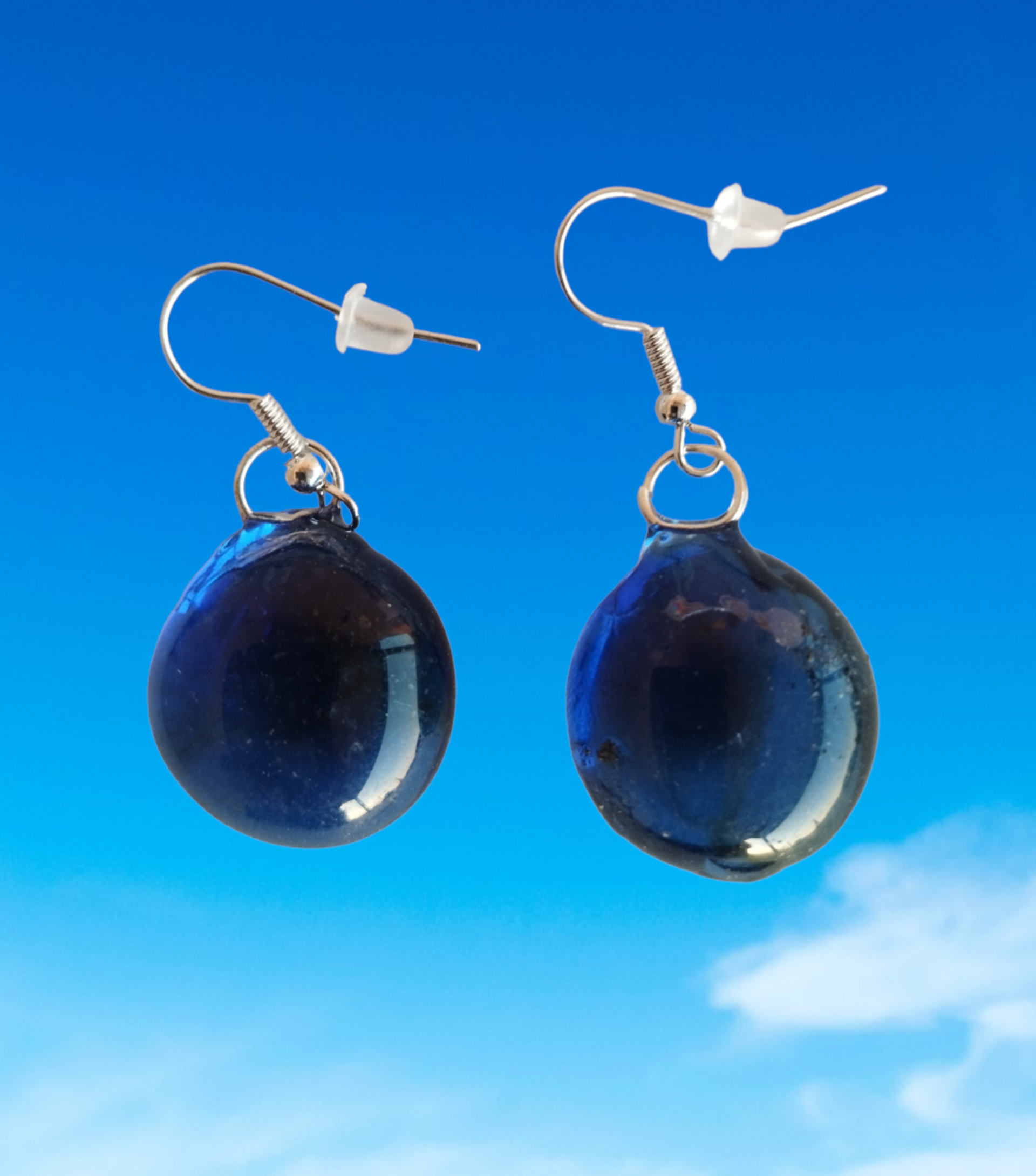 Pendientes de Resina Epoxi Cristal - Azul Marino - 4