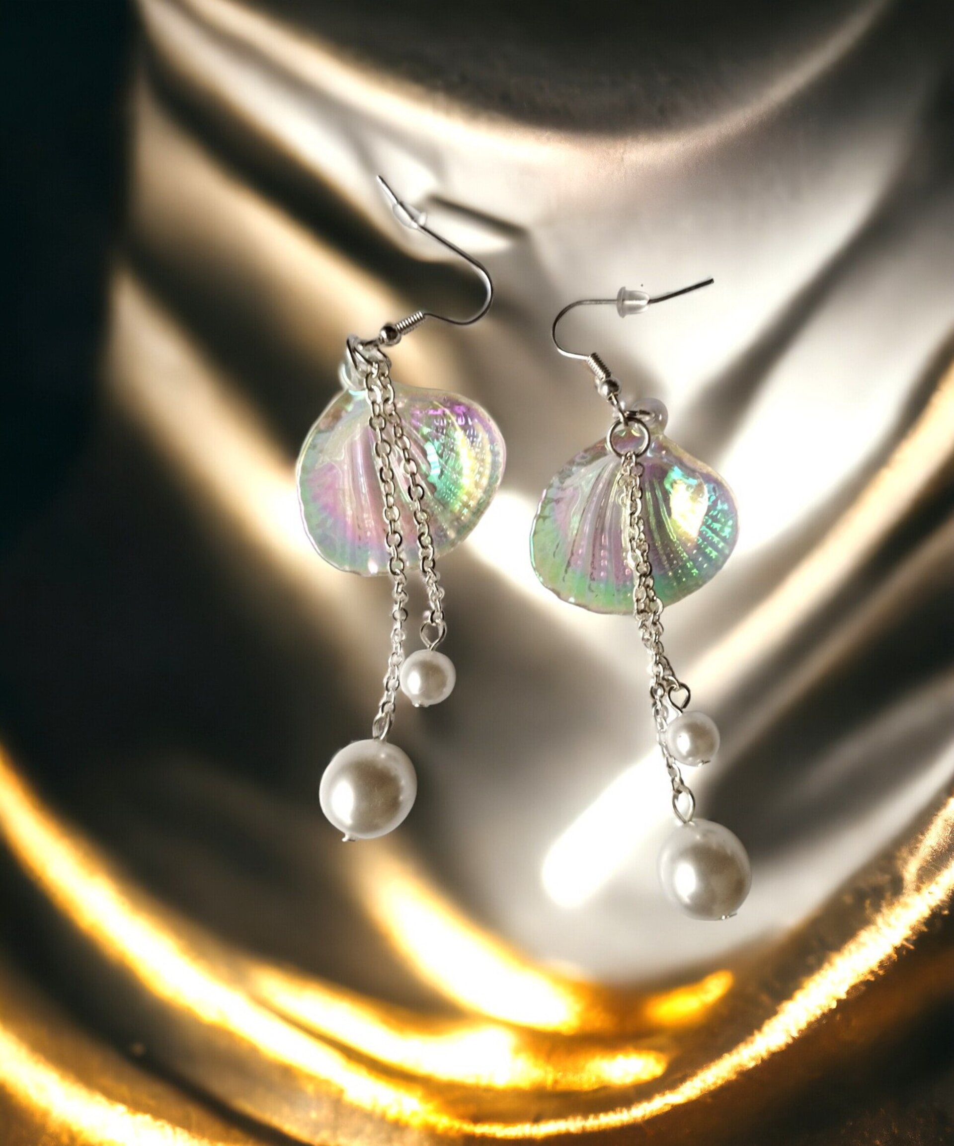 Pendientes Colgantes con Perlas de Imitación y Acrílico (VENDIDO) - 4