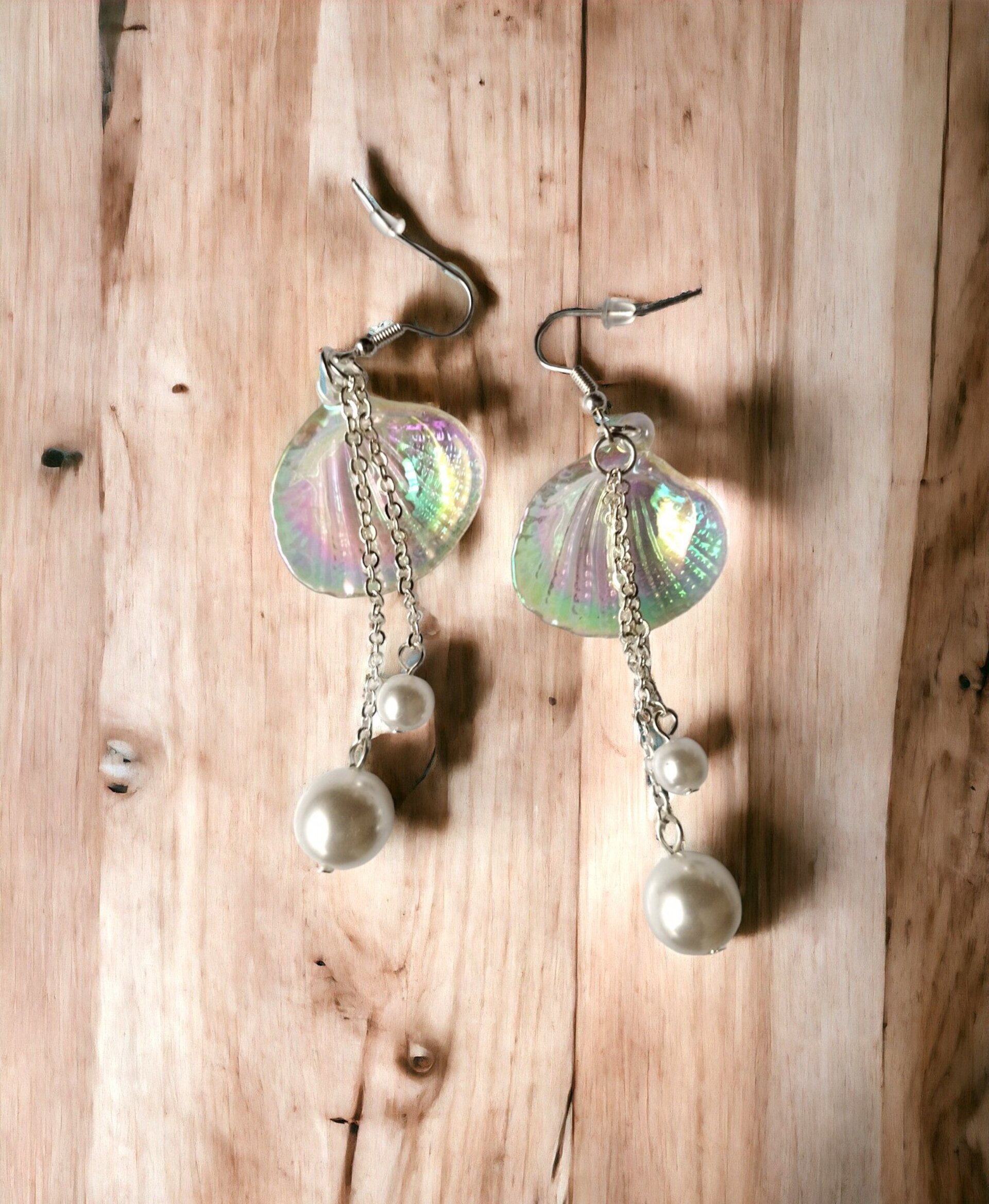 Pendientes Colgantes con Perlas de Imitación y Acrílico (VENDIDO) - 6