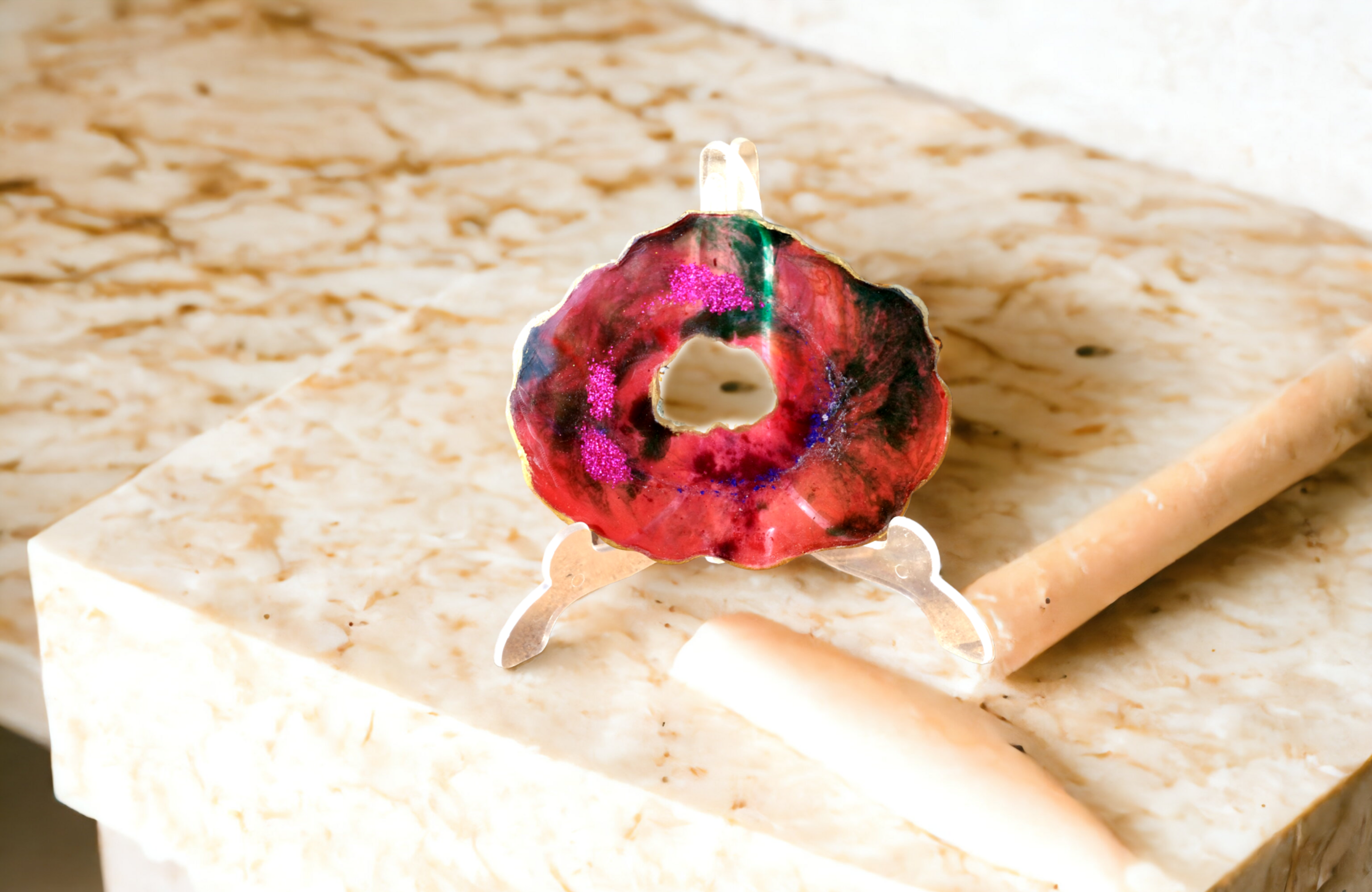 Geoda de Resina Epoxi: Fucsia y Rojo Vibrante - 3