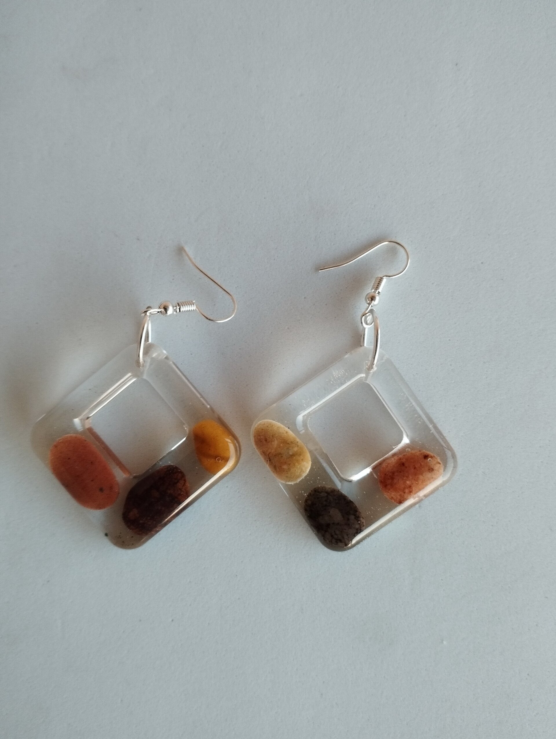 Pendientes Forma de Rombo con Piedrecitas de Almería Encapsuladas resina epoxi - 5