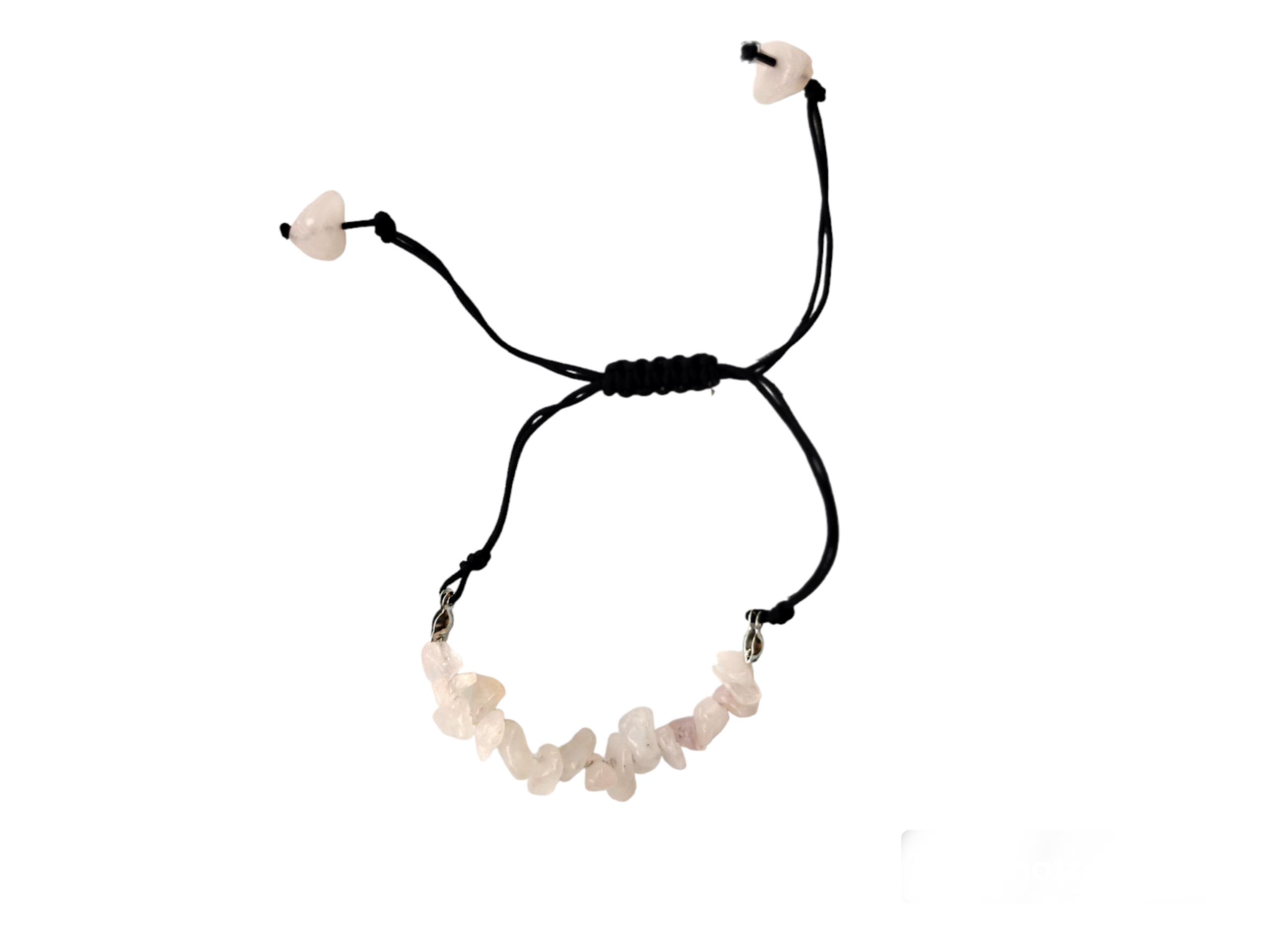 Pulsera tejida de piedrecitas de cuarzo rosa - 3