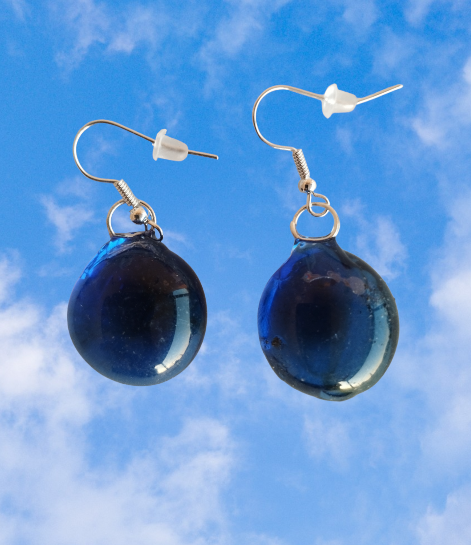 Pendientes de Resina Epoxi Cristal - Azul Marino - 2