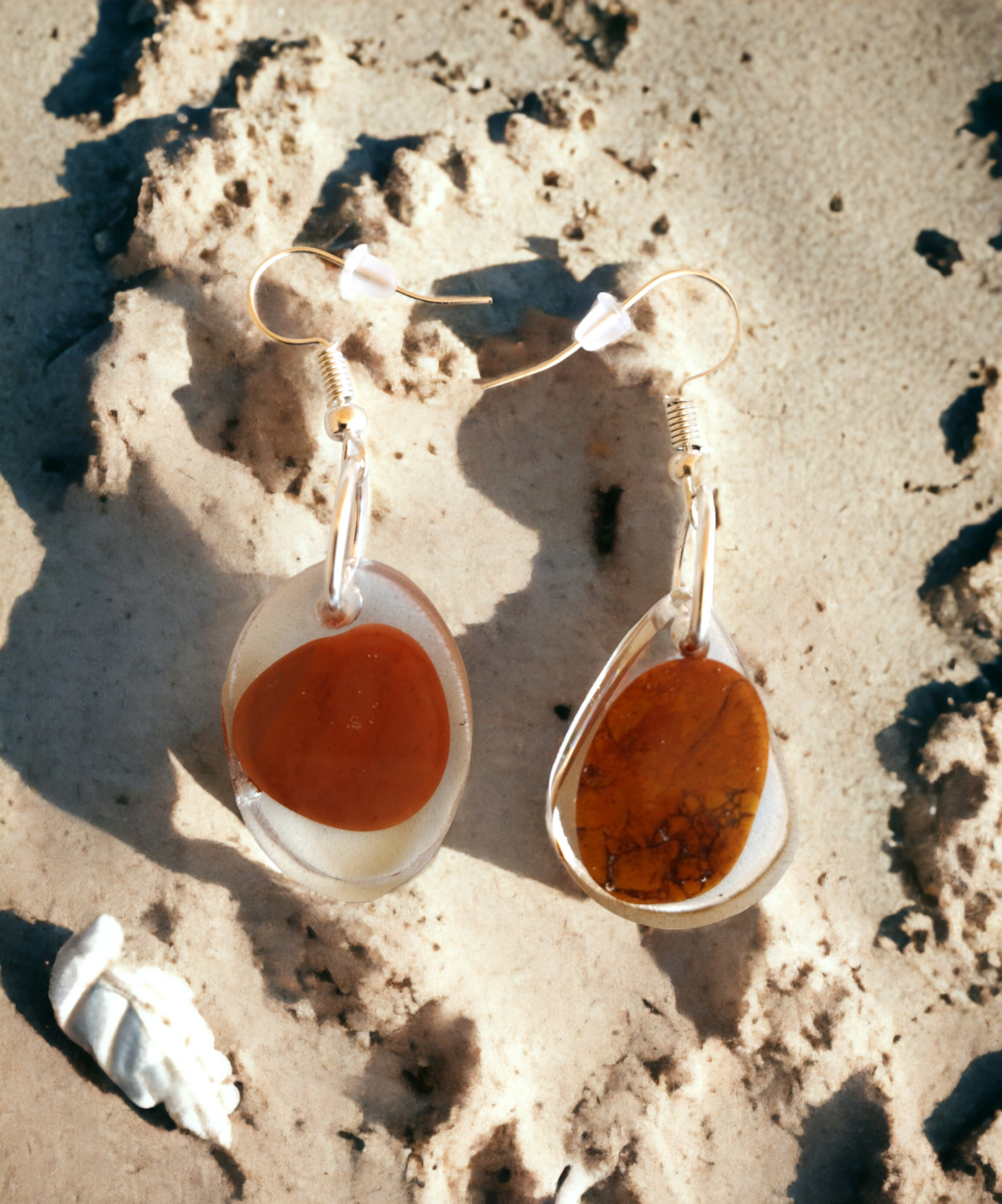 Pendientes Ovalados y de Gota con piedrecitas de la playa de Almería - 4