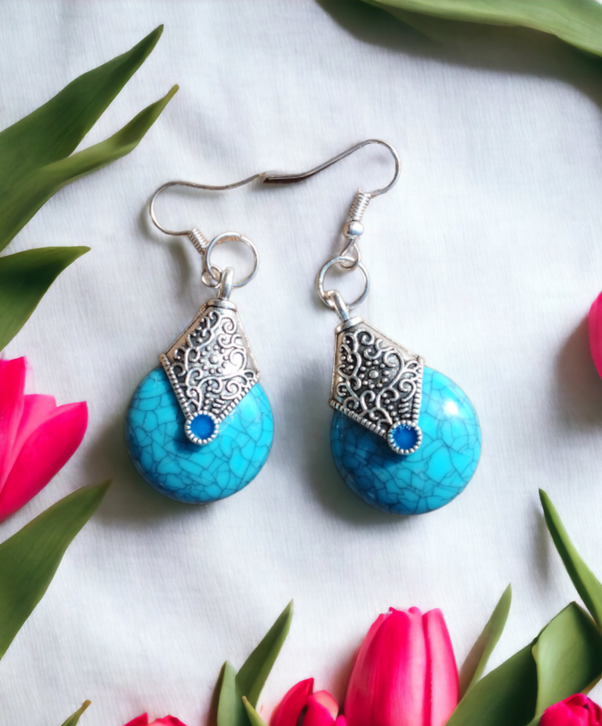 Pendientes de Turquesa de Imitación Vintage en Forma de Gota - 2