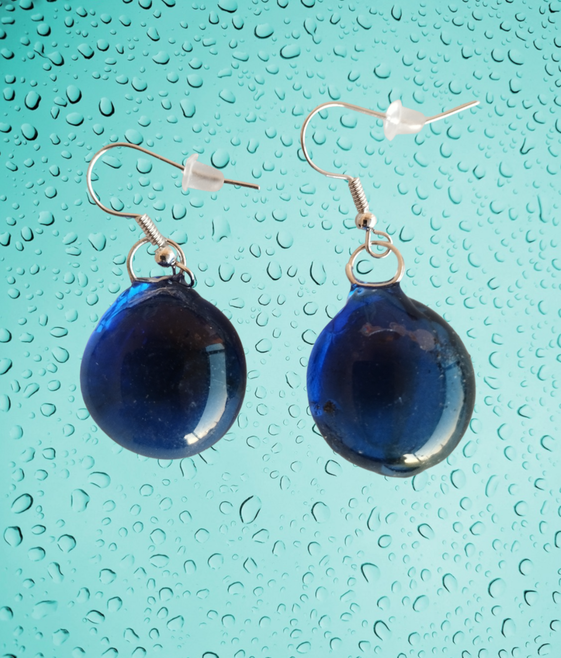 Pendientes de Resina Epoxi Cristal - Azul Marino - 6