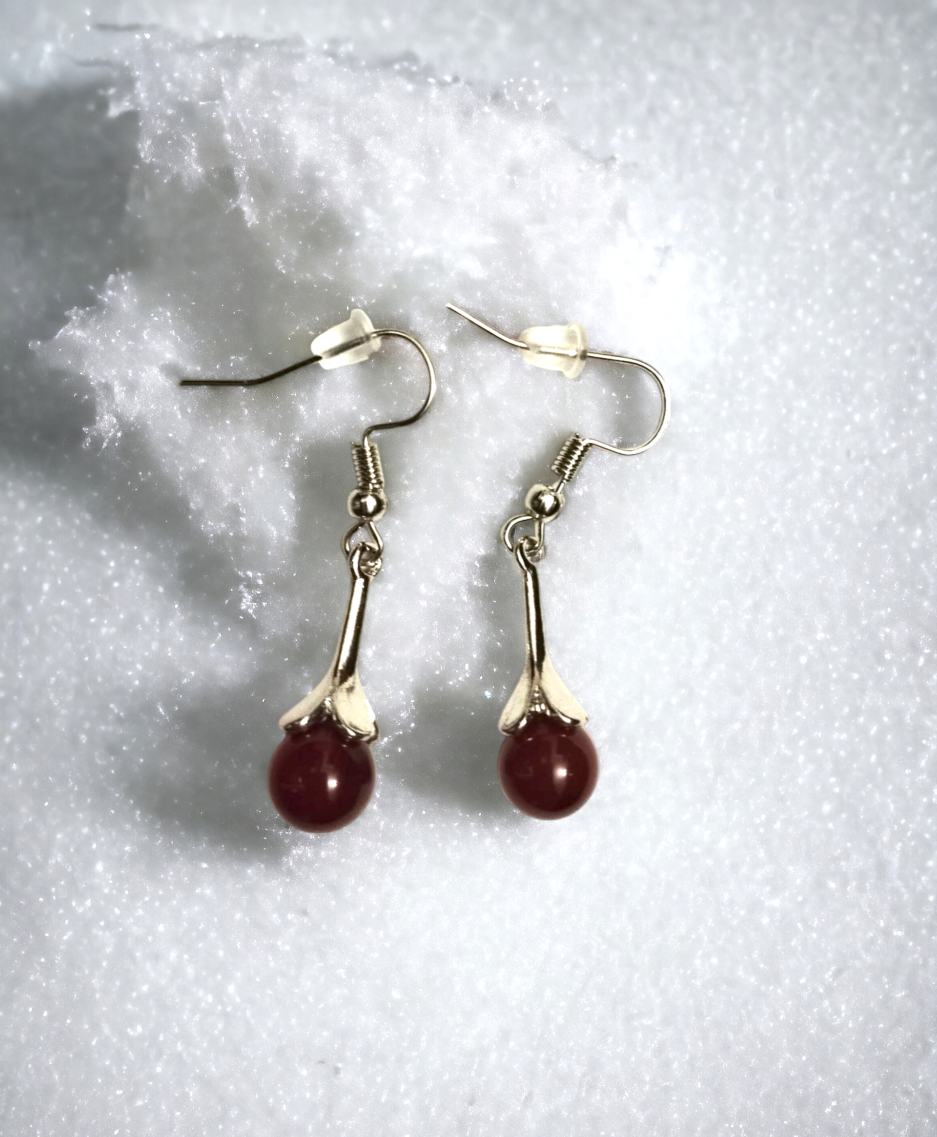 Pendientes Colgantes Gota Redonda de Resina Epoxi Roja (VENDIDO) - 5
