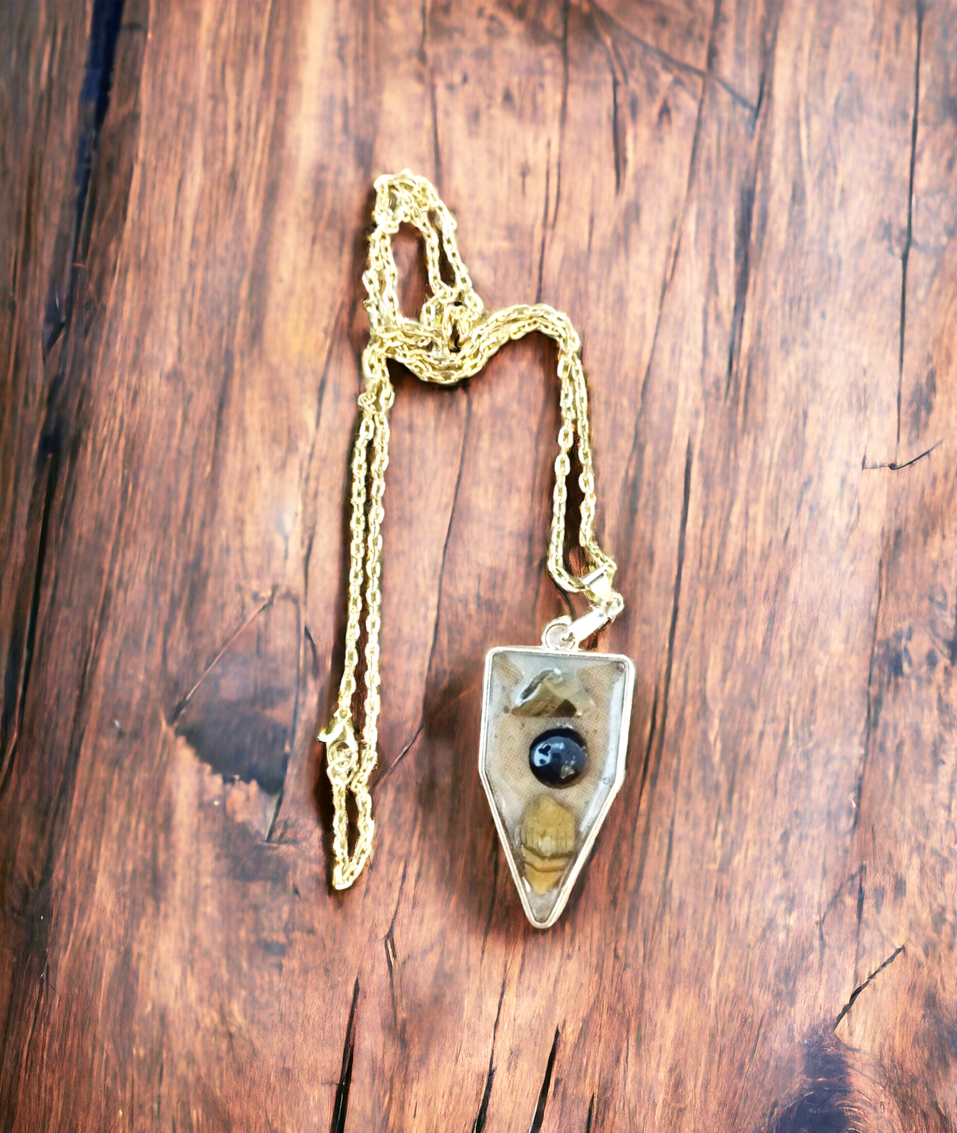 Colgante Rectangular con Toque Triangular:Elegancia con Ojo de Tigre Encapsulado - 4