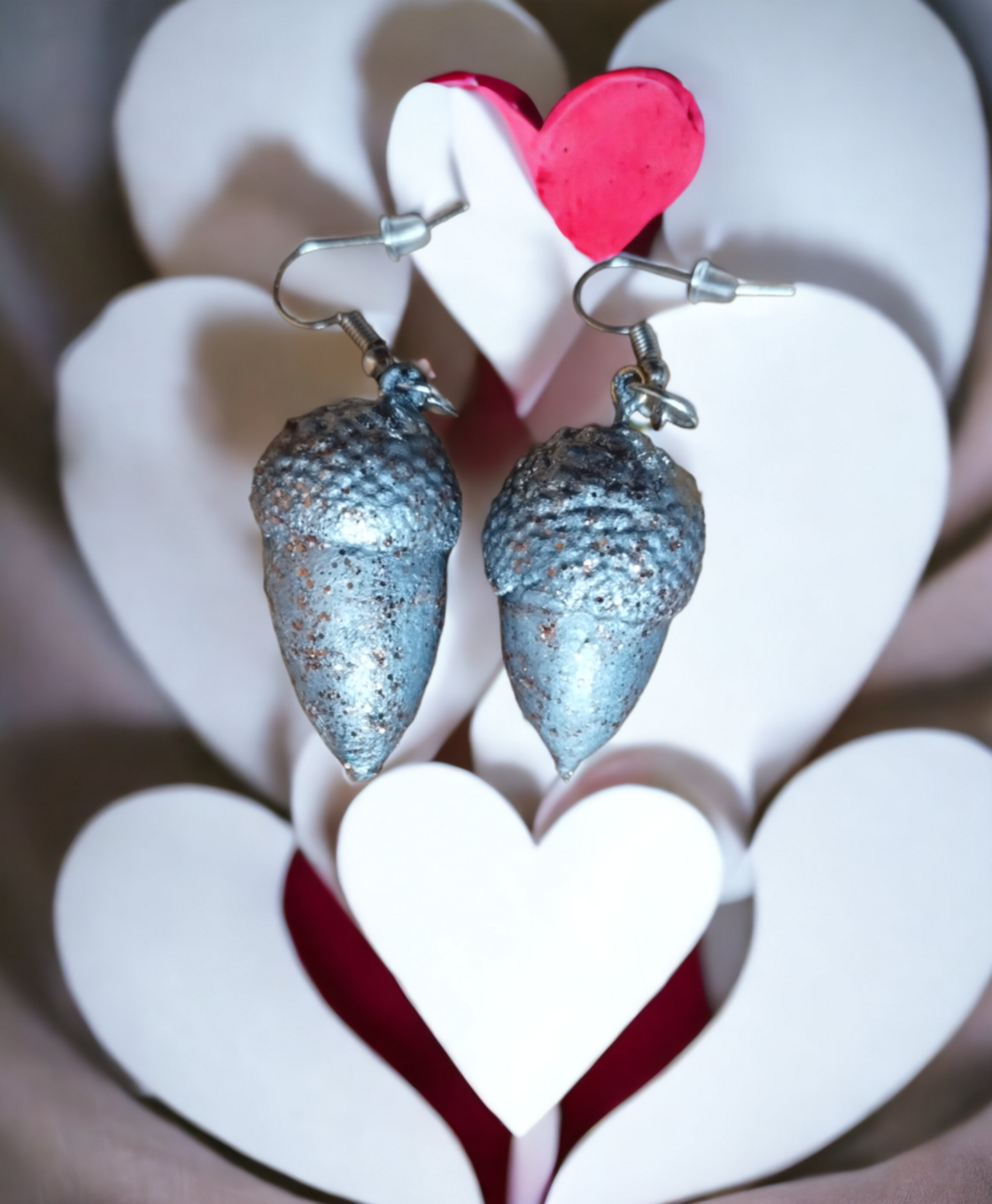 Pendientes de Bellotas Naturales: Elegancia en Plata con un Toque de Color - 5
