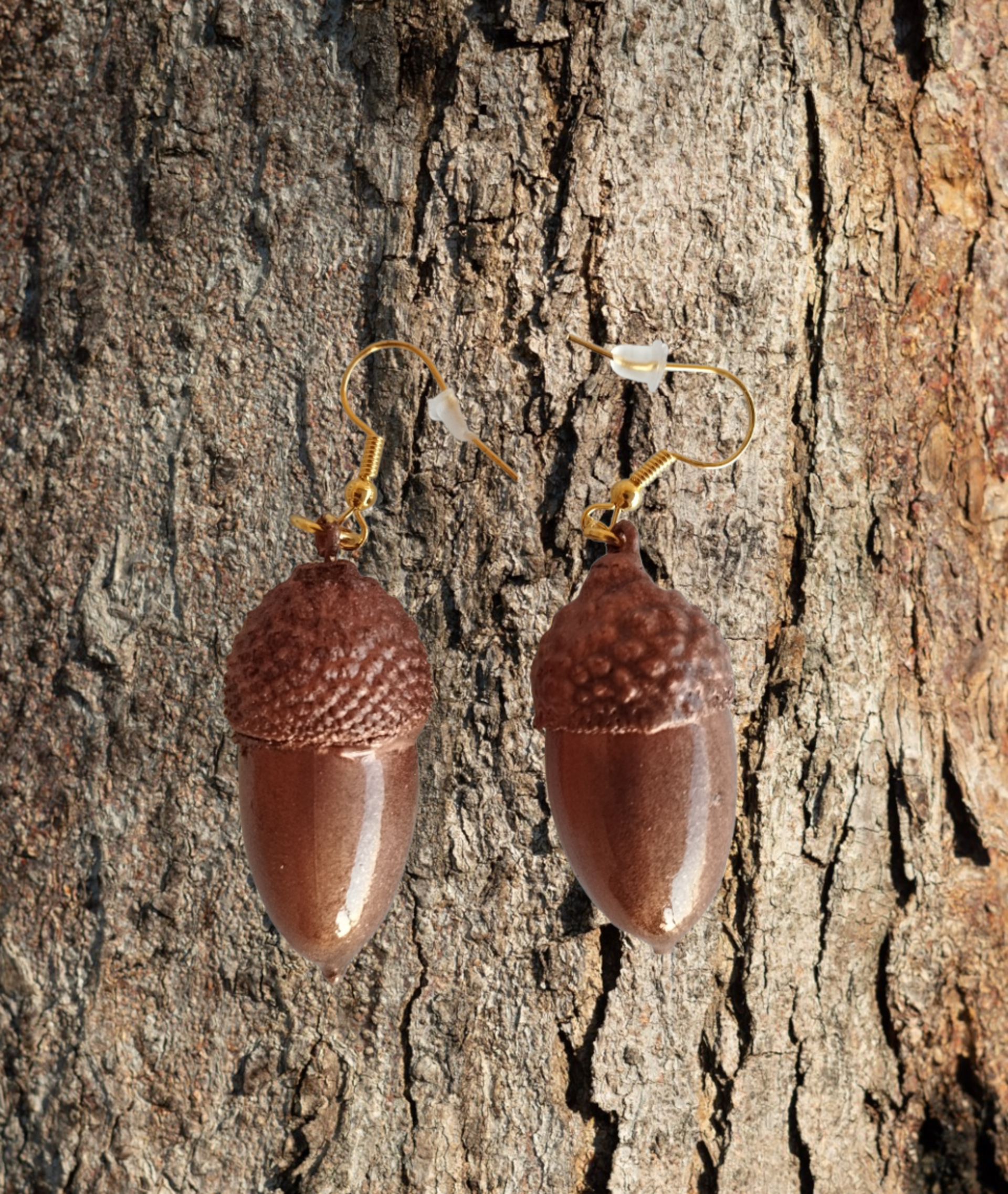 Pendientes de Bellotas de Altomira en Resina Epoxi - Tinte Bronce - 2