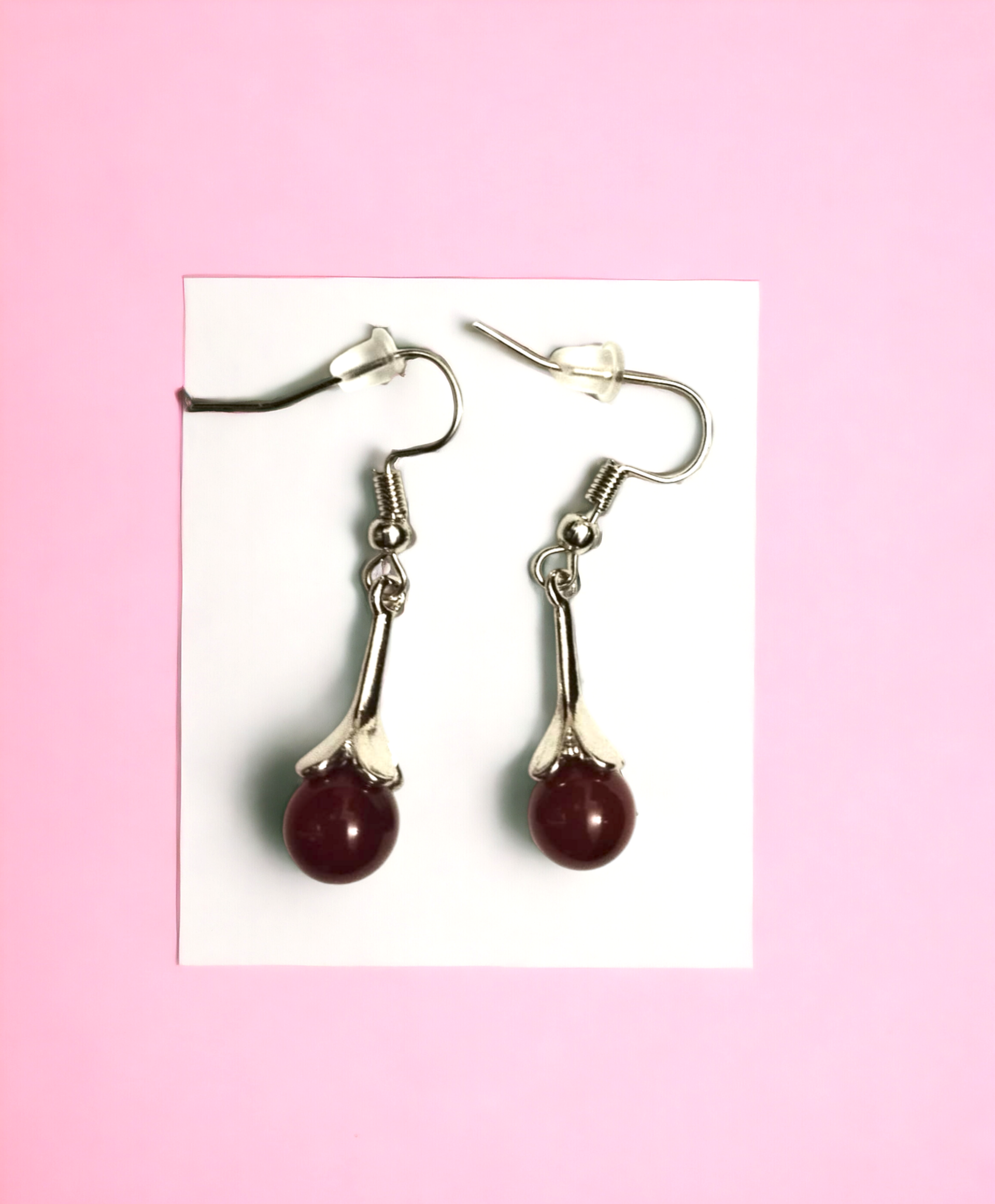 Pendientes Colgantes Gota Redonda de Resina Epoxi Roja (VENDIDO) - 3