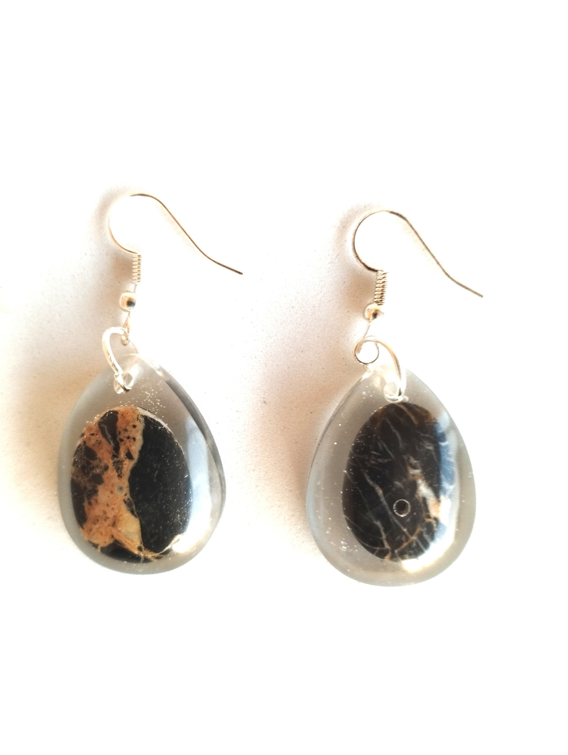 Pendientes en Forma de Gota con Piedrecitas de Almería - Encapsuladas en Resina - 6