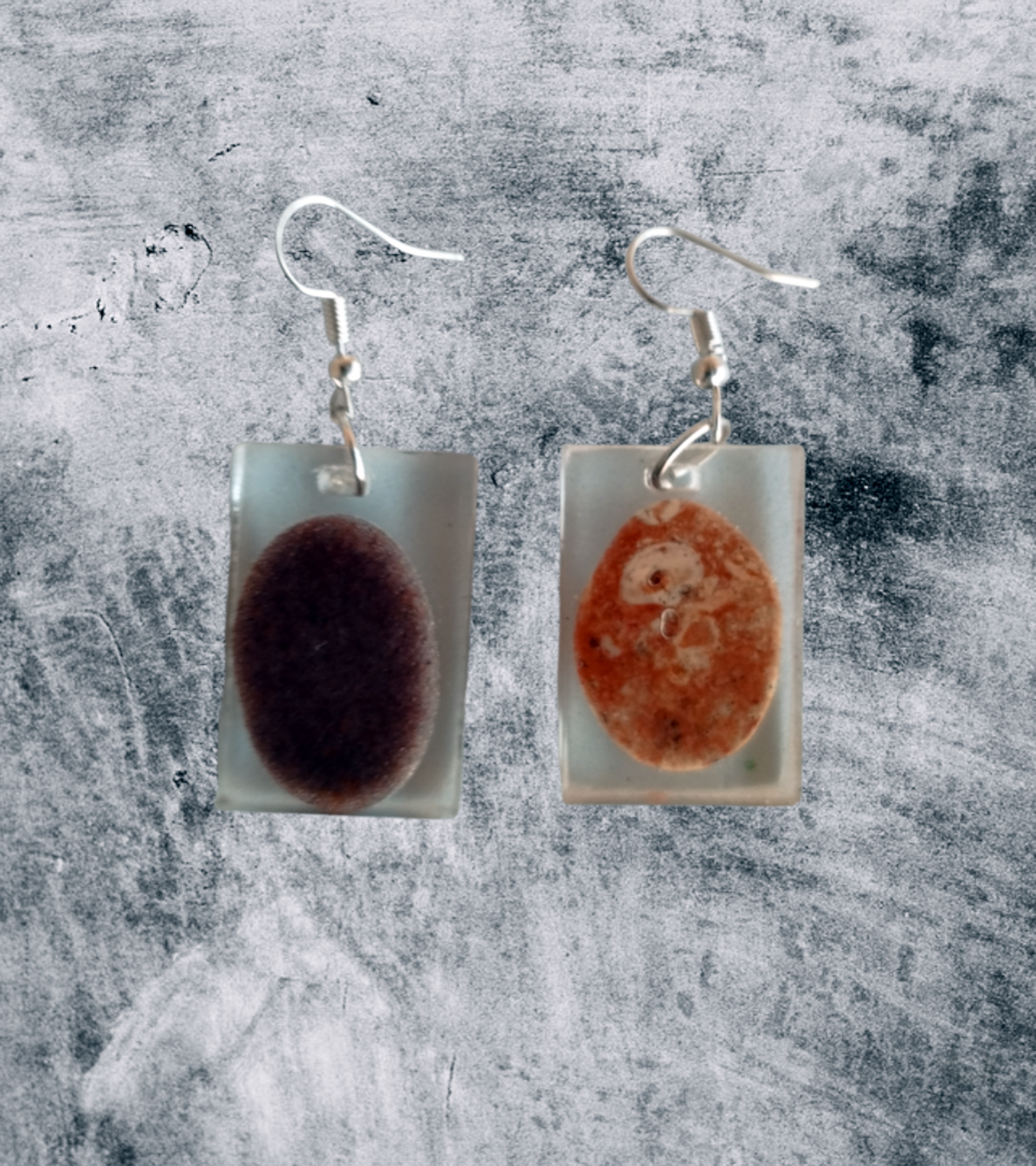 Pendientes Rectangulares con Piedrecitas de Almería - Encapsuladas en Resina - 5