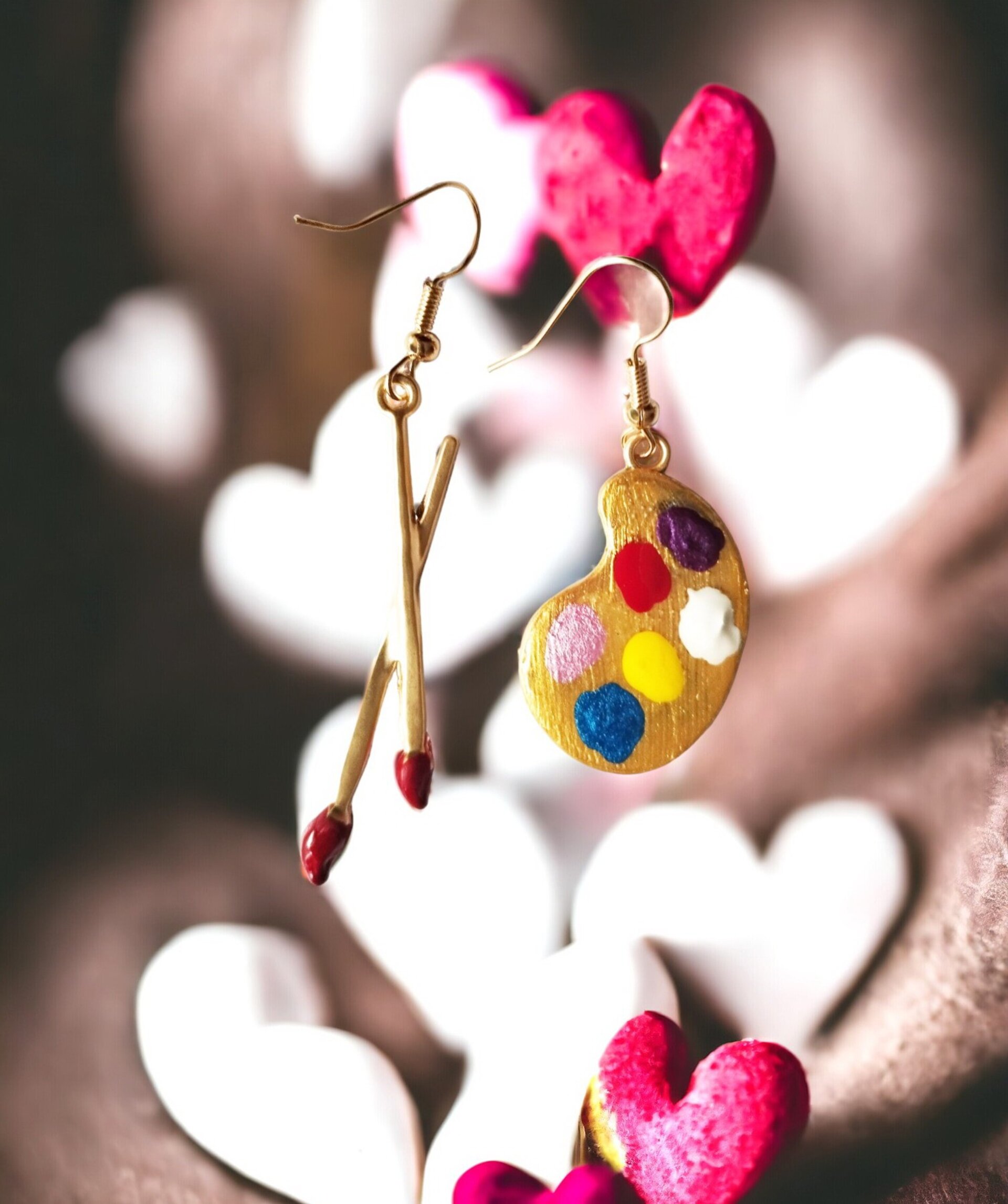 Pendientes Dorados con Paleta de Pintor y Pinceles - Elegancia y Creatividad (2) - 5