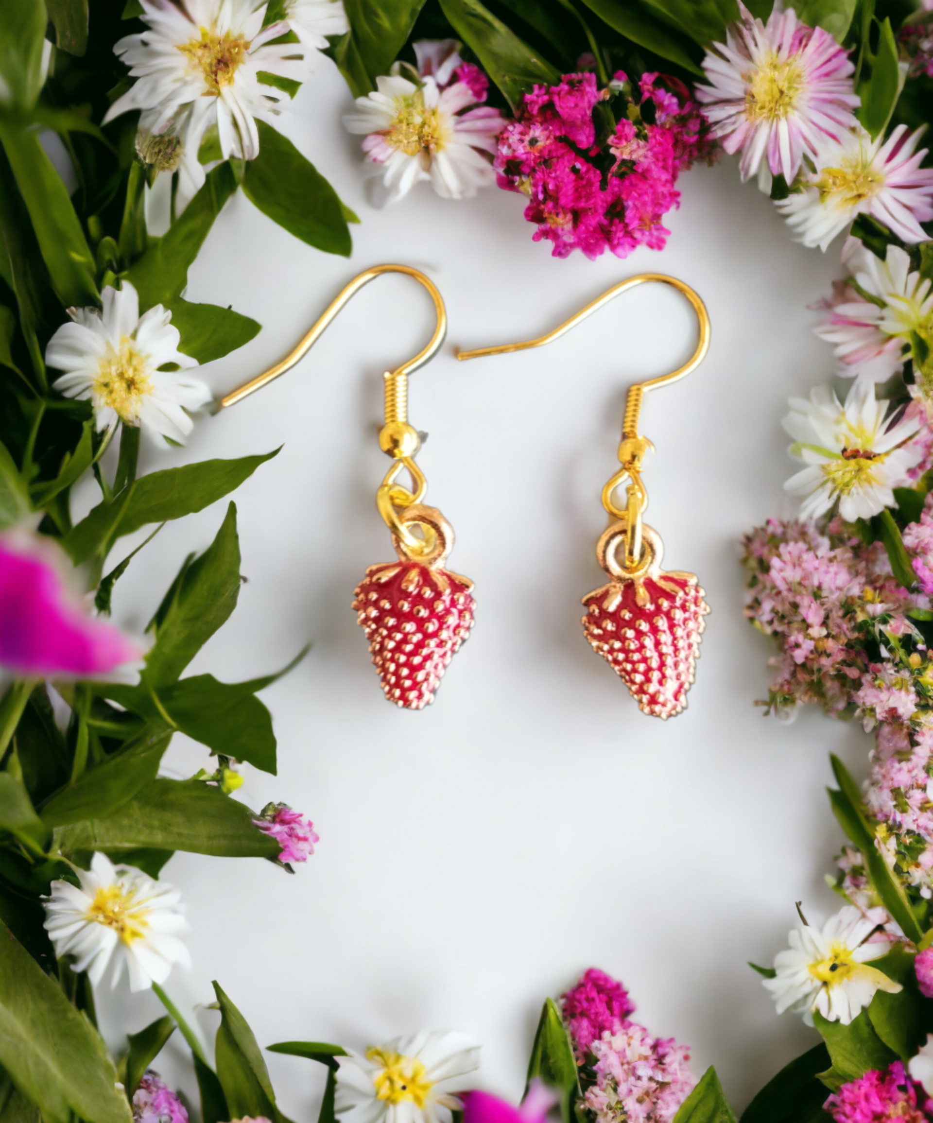Pendientes de Resina Epoxi con Encanto de Fresas - 5