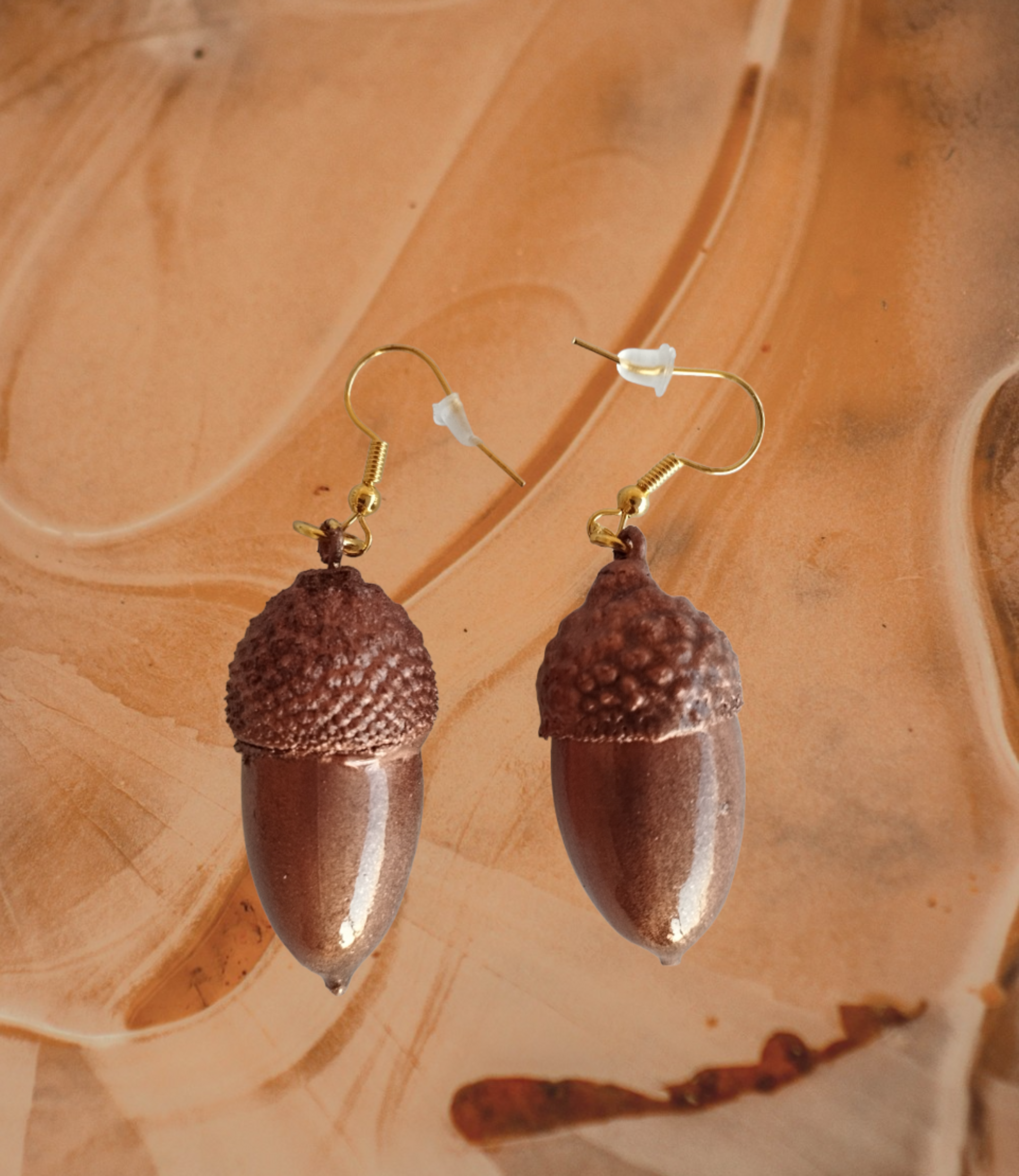 Pendientes de Bellotas de Altomira en Resina Epoxi - Tinte Bronce - 1