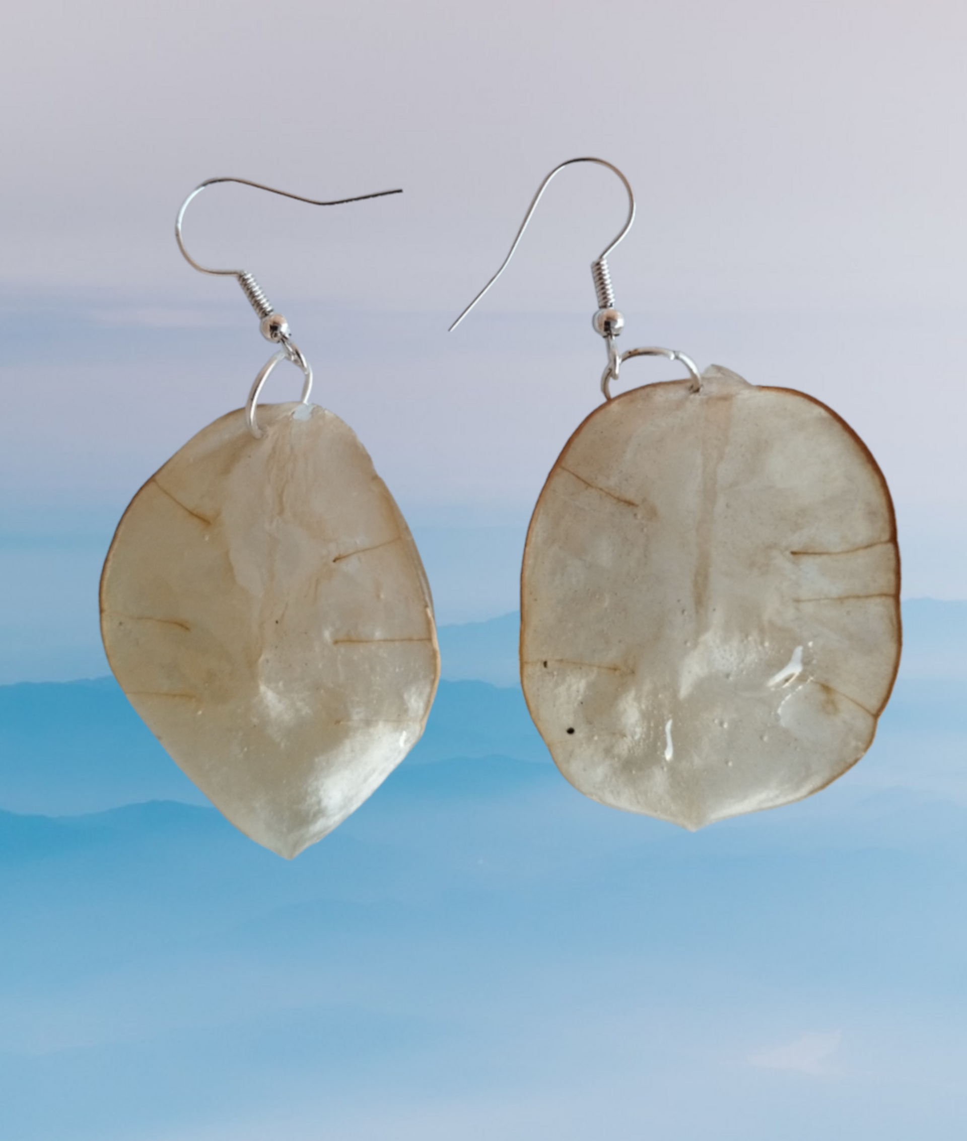 Pendientes de Lunaria Bañados en Resina Epoxi - 5