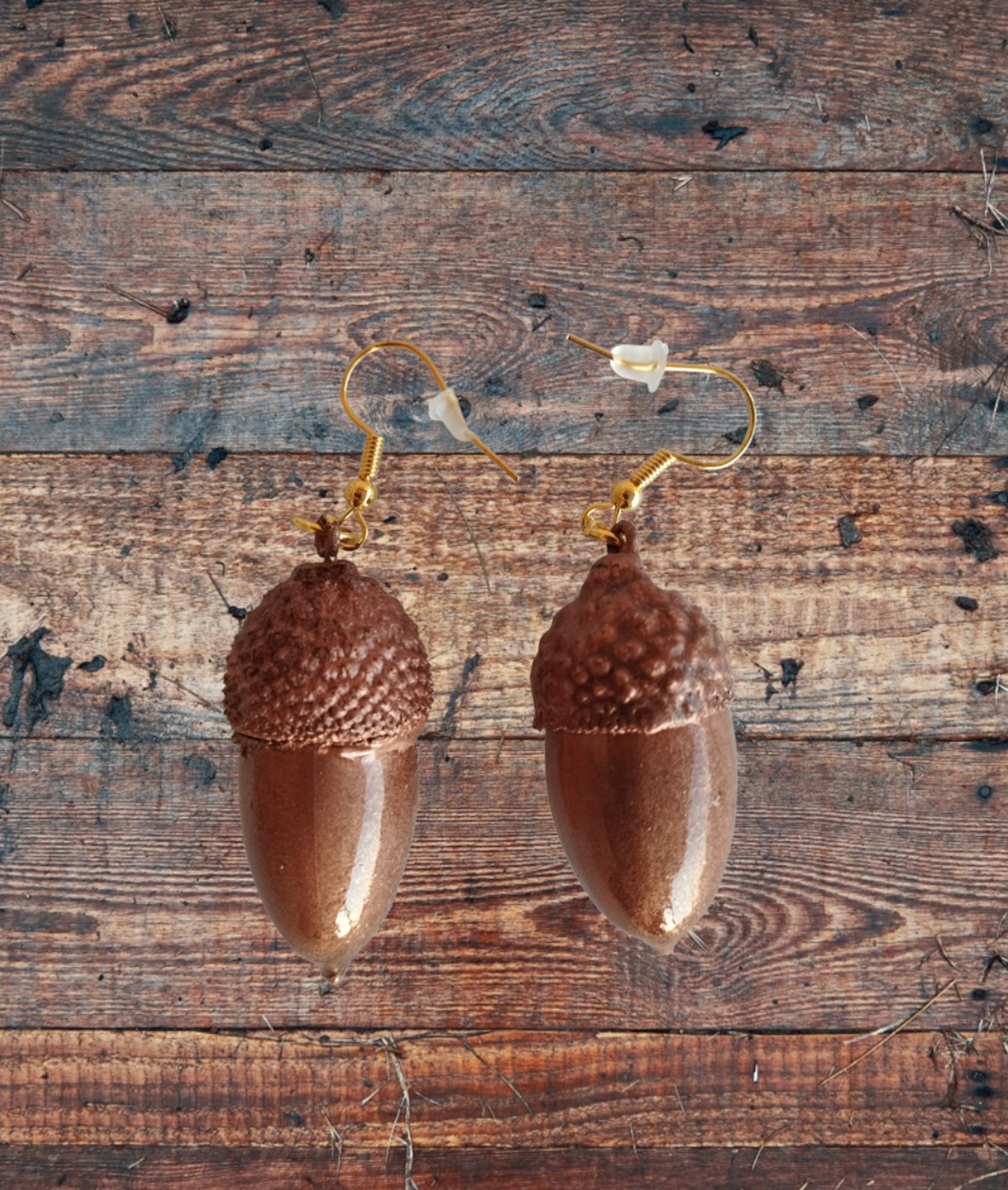 Pendientes de Bellotas de Altomira en Resina Epoxi - Tinte Bronce - 5