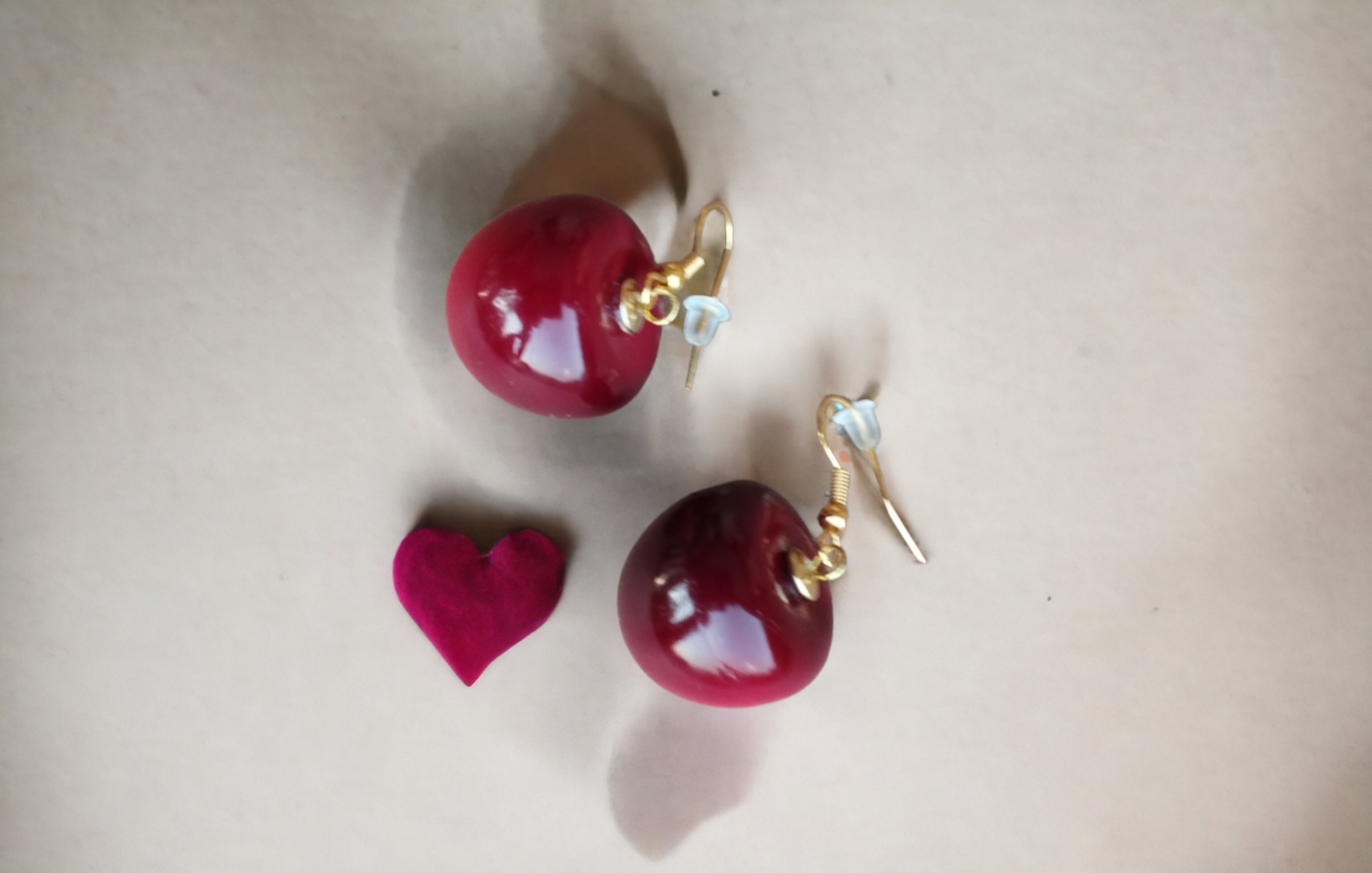 Aretes de cereza roja - estilo princesa con toque francés VENDIDO - 5