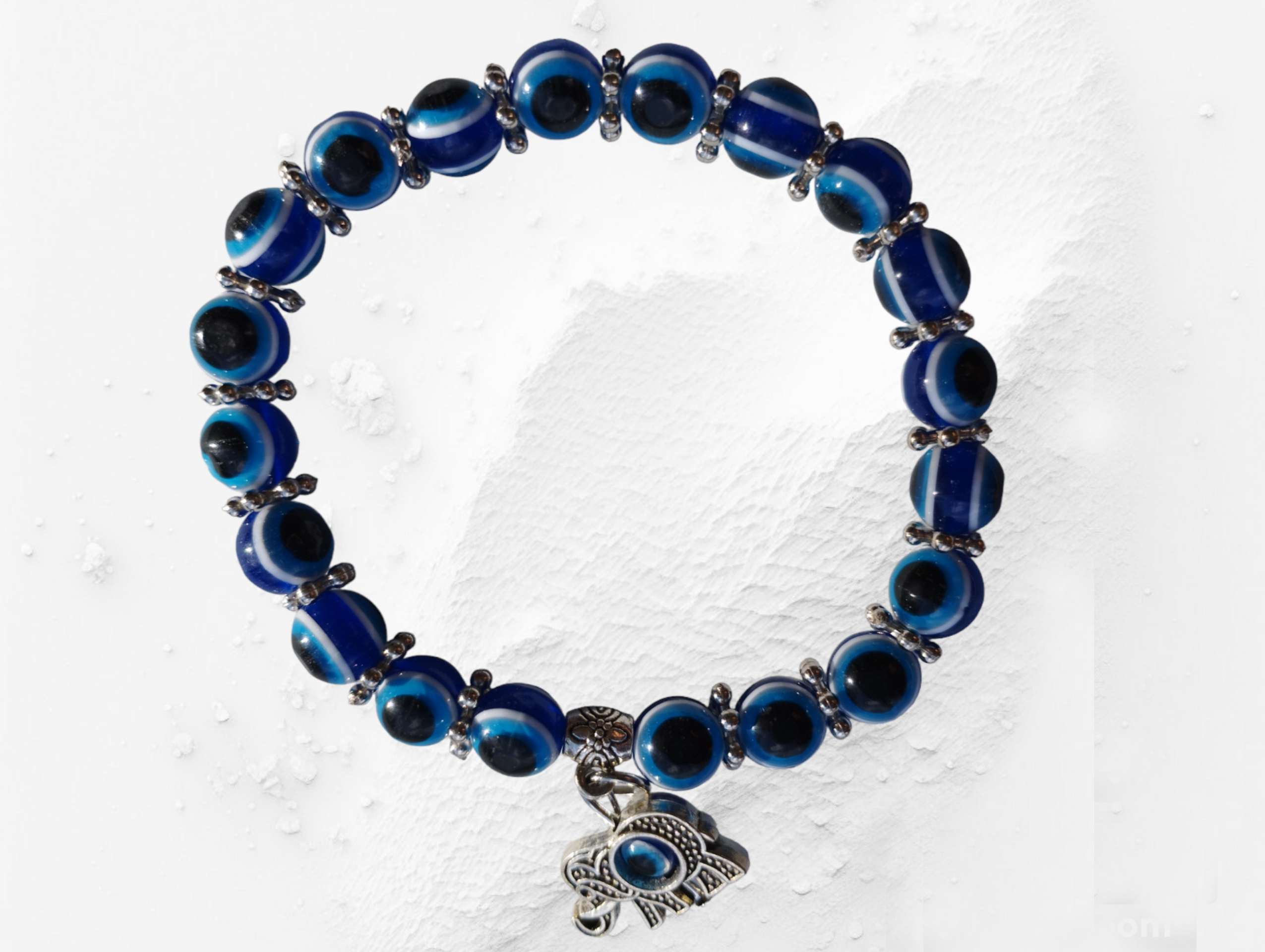 Pulsera ajustable con cuentas redondas de color azul (VENDIDO) - 2