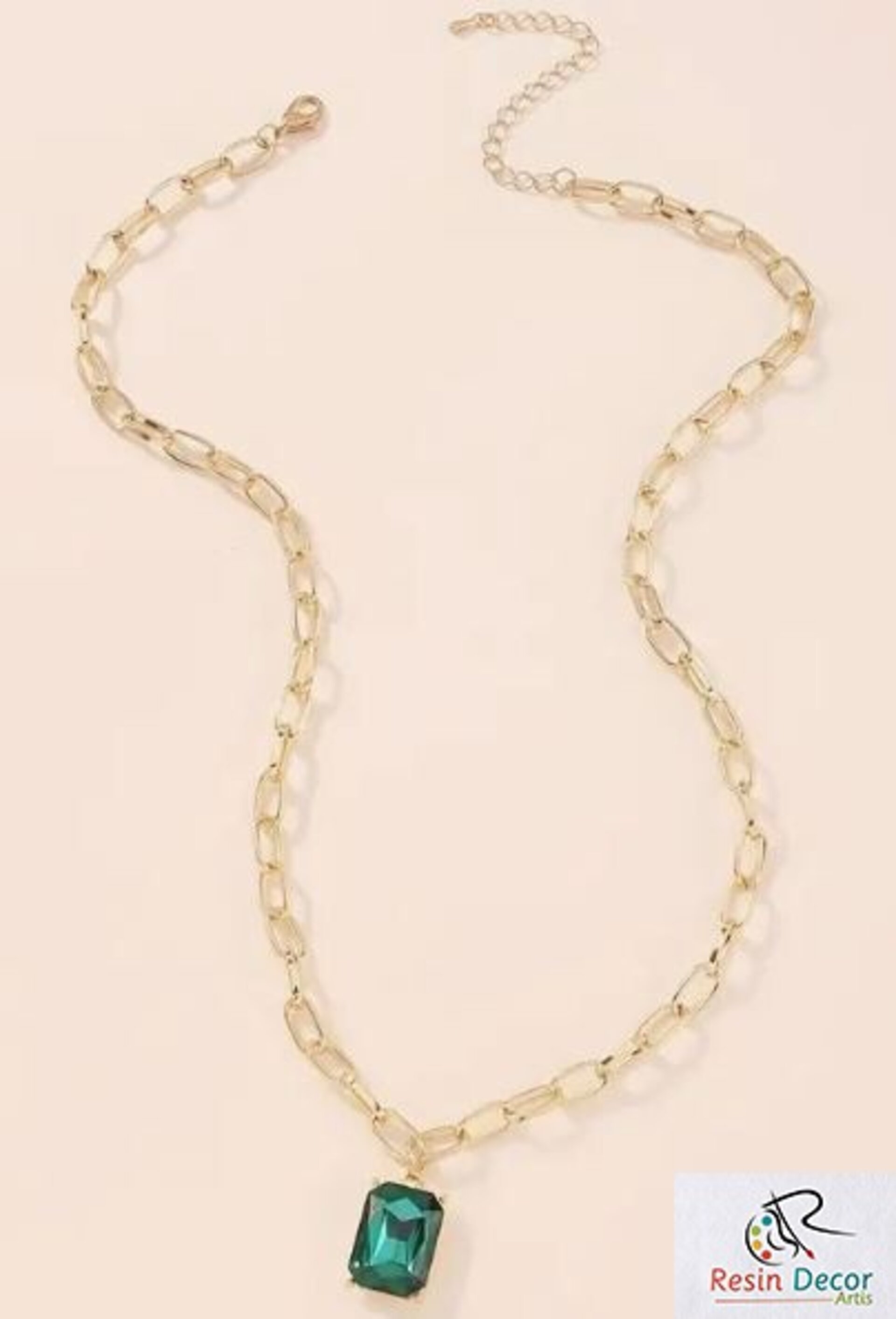 Collar de turquesa de imitación en forma rectangular - elegancia y estilo - 3
