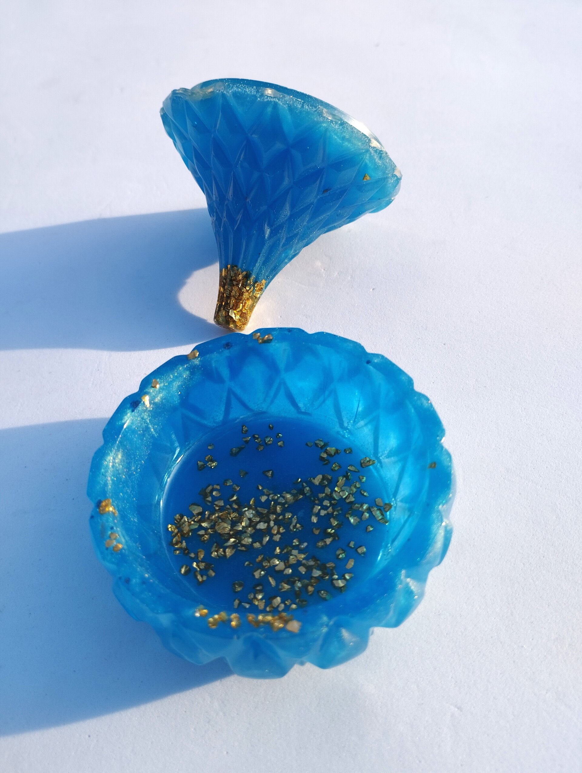 Joyero Resina Epoxi Azul Celeste Toques Dorados - 3