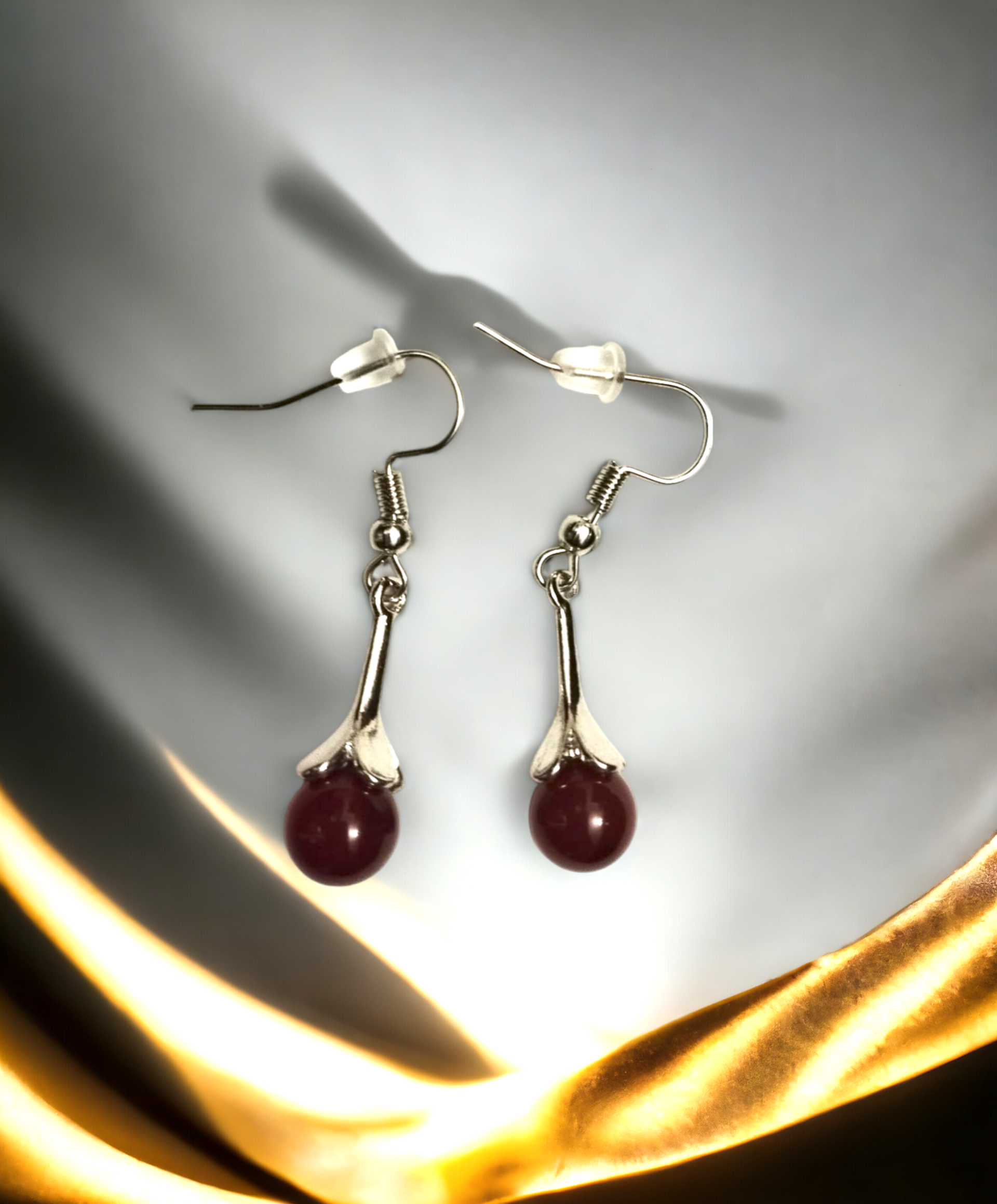 Pendientes Colgantes Gota Redonda de Resina Epoxi Roja (VENDIDO) - 4