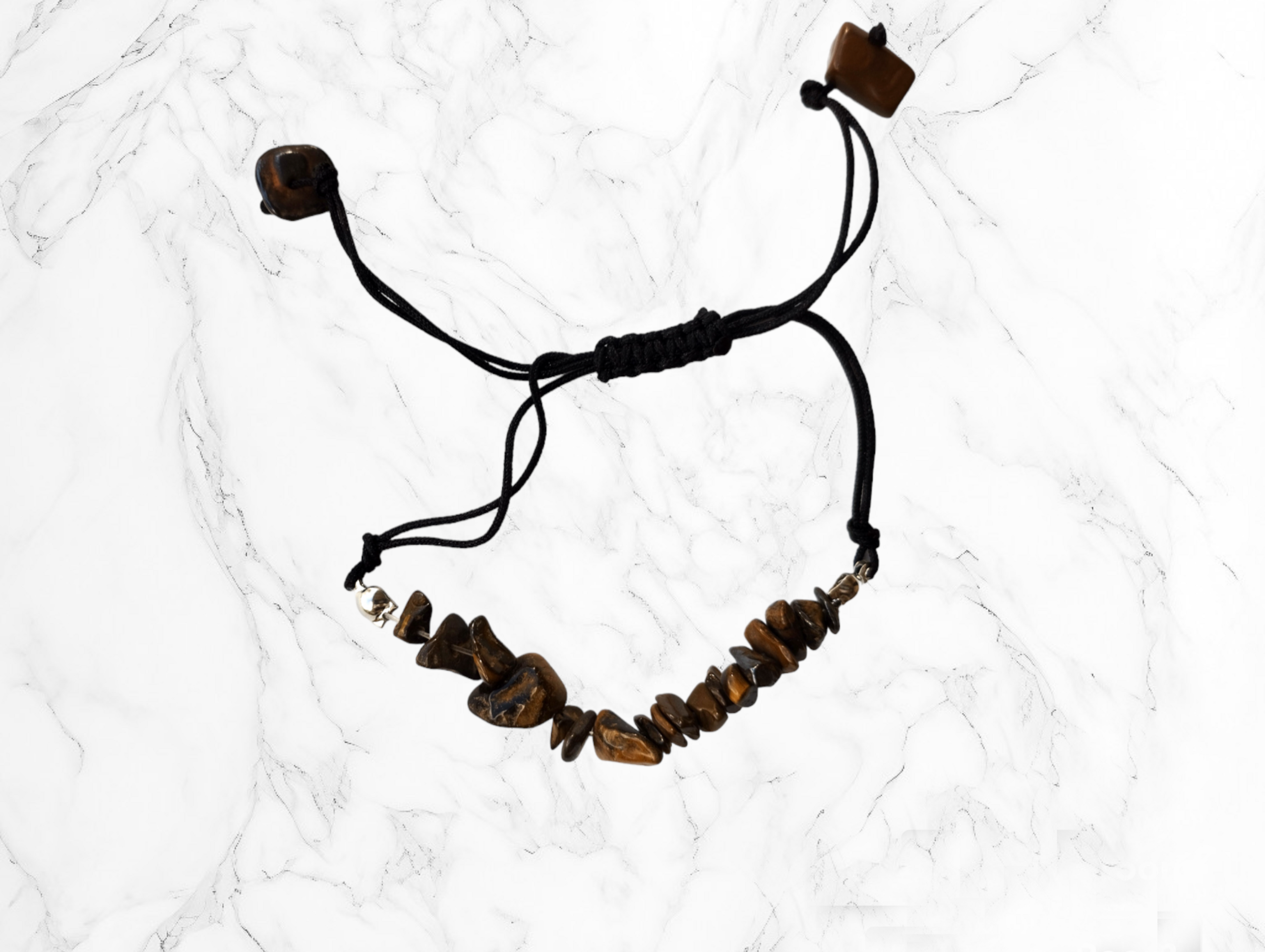 Pulsera tejida de piedrecitas de ojo de tigre - 2