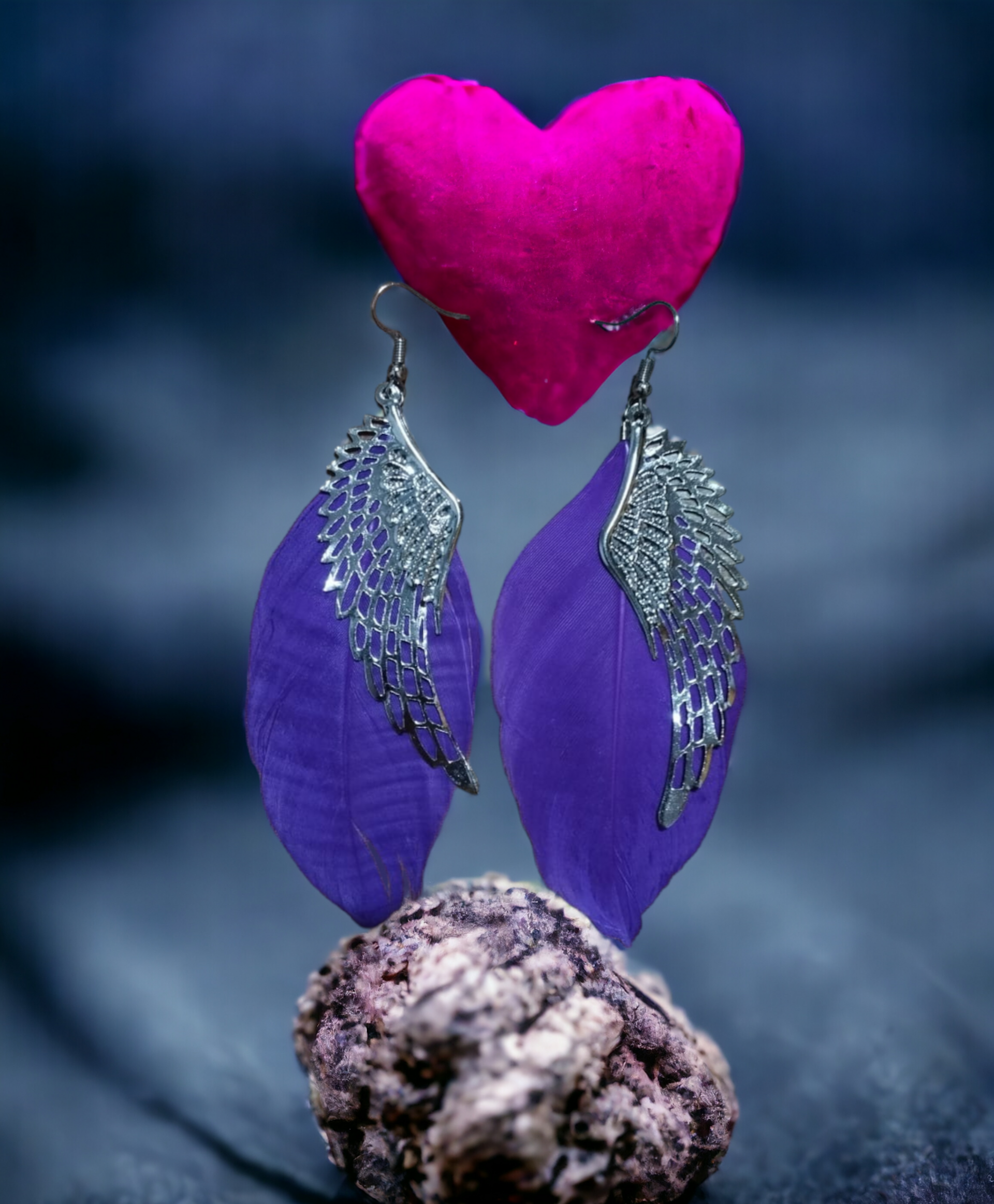 Pendientes Alas de Ángel con Plumaje Azul Marino: Elegancia Celestial - 9
