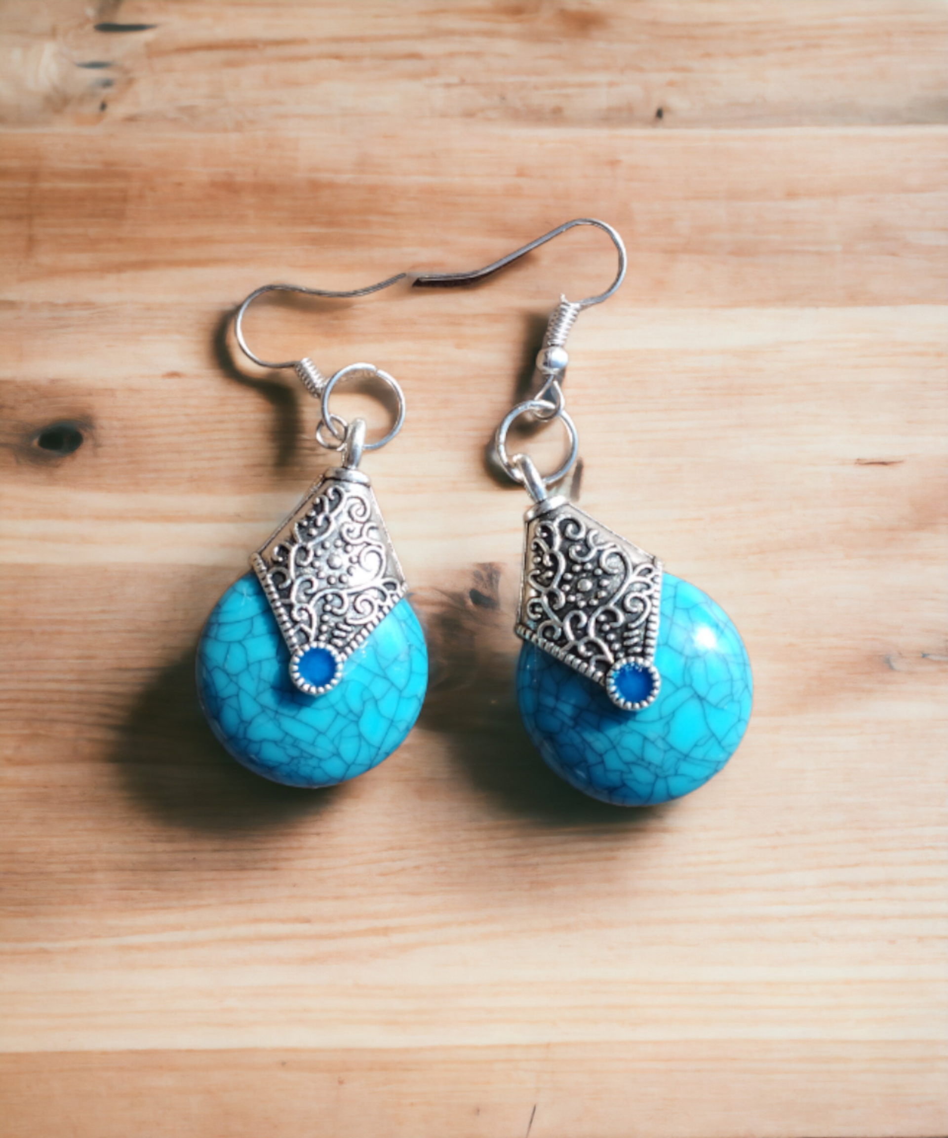 Pendientes de Turquesa de Imitación Vintage en Forma de Gota - 3